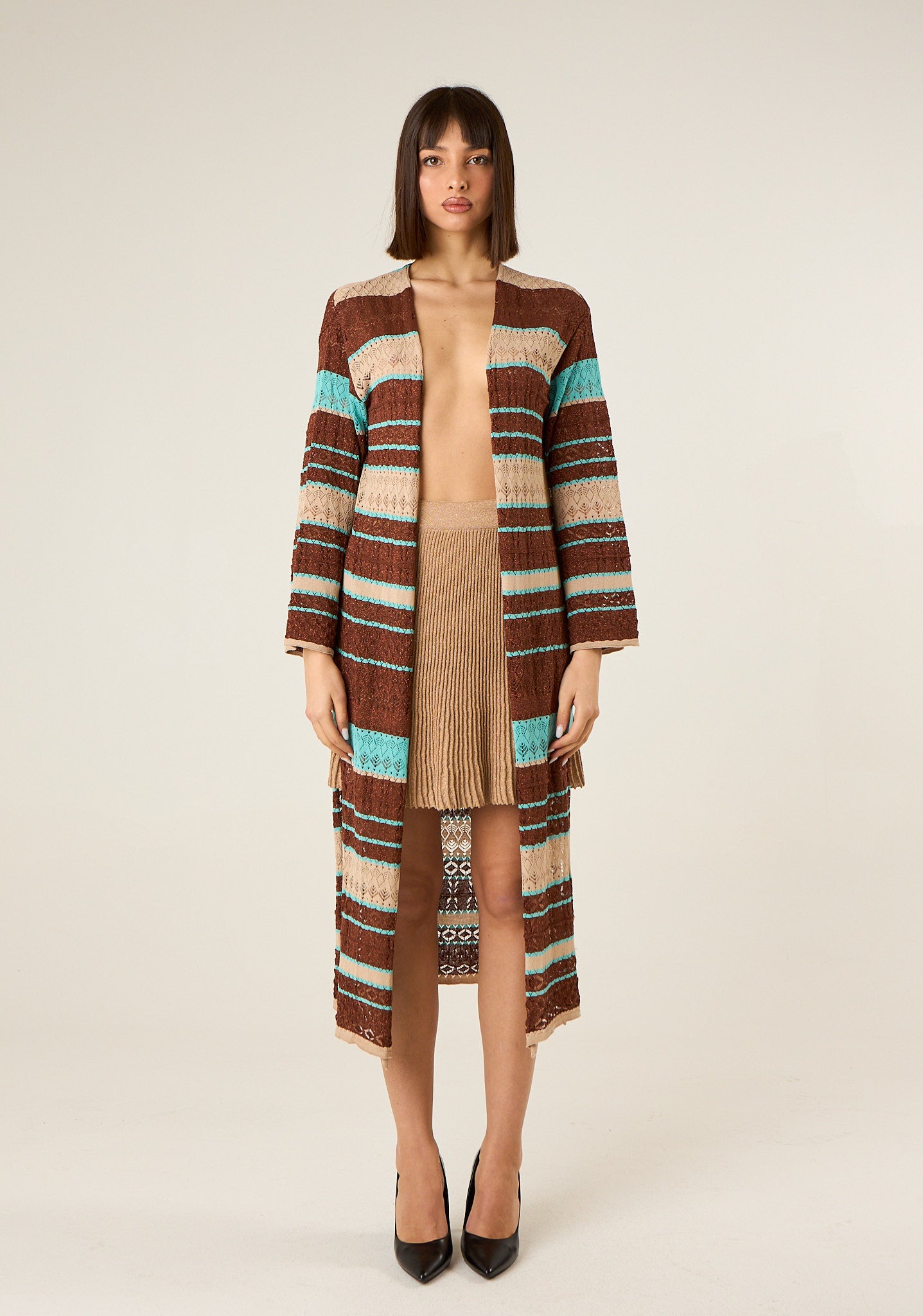 Kimono lungo in maglia lavorata