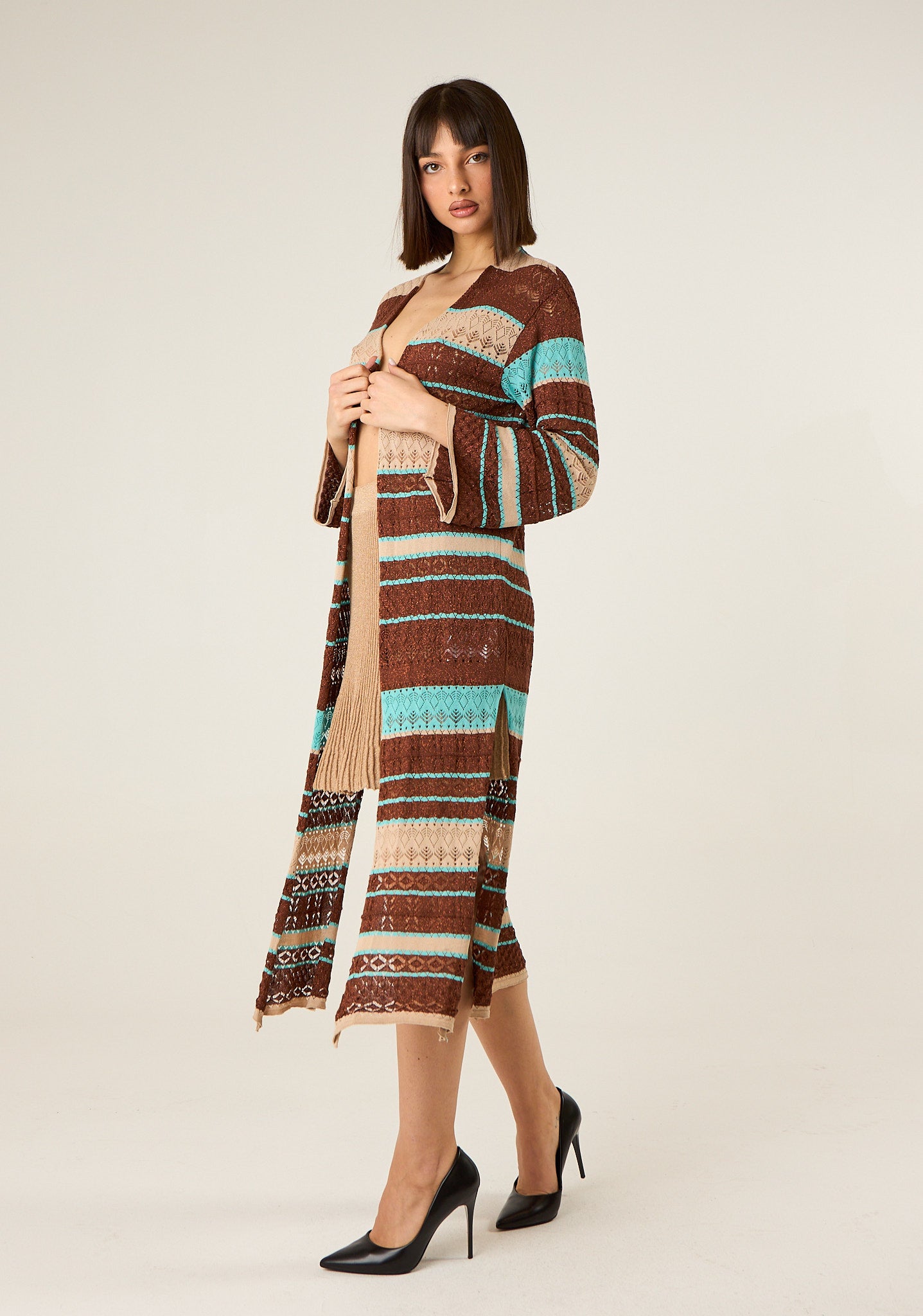 Kimono lungo in maglia lavorata