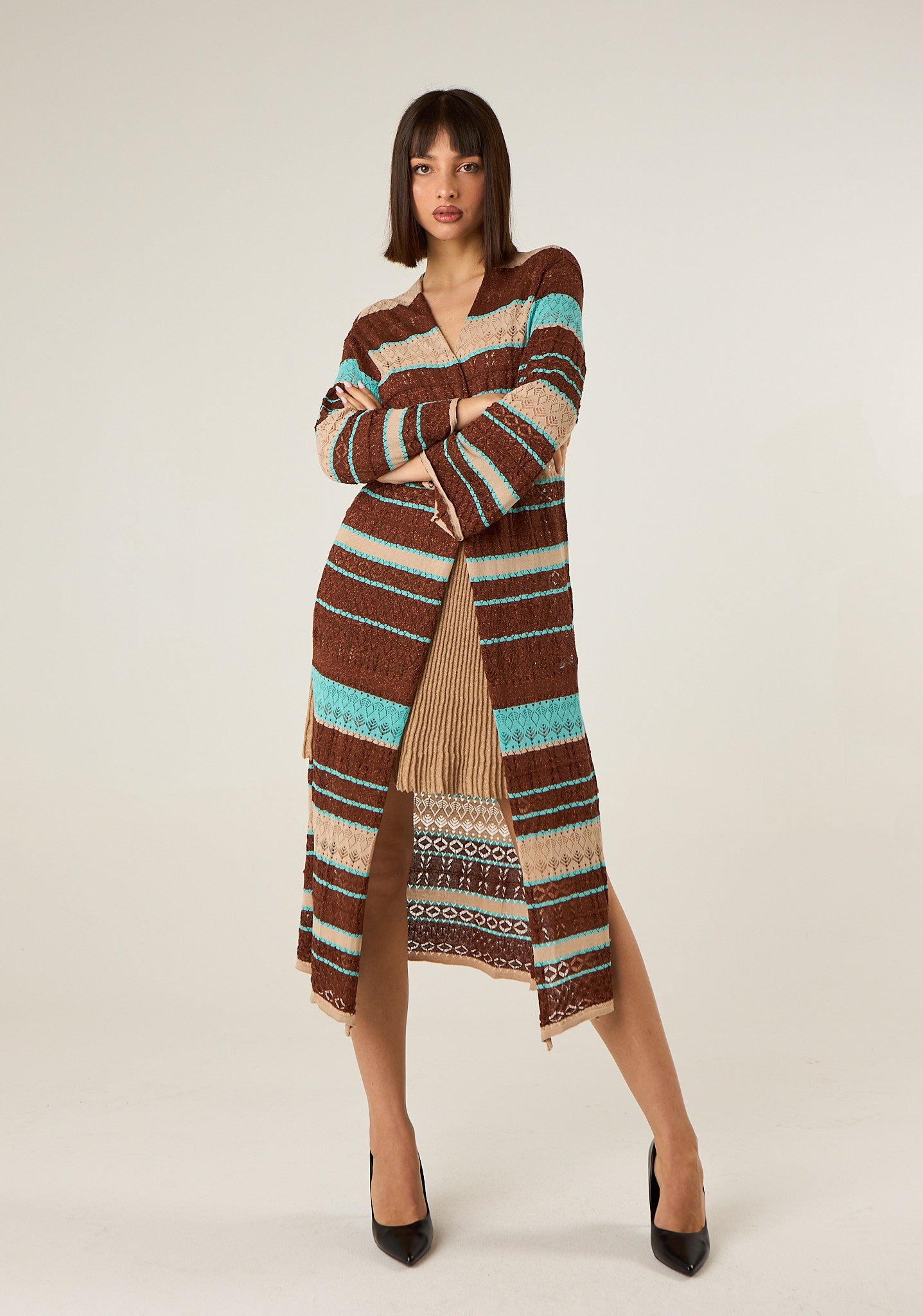 Kimono lungo in maglia lavorata