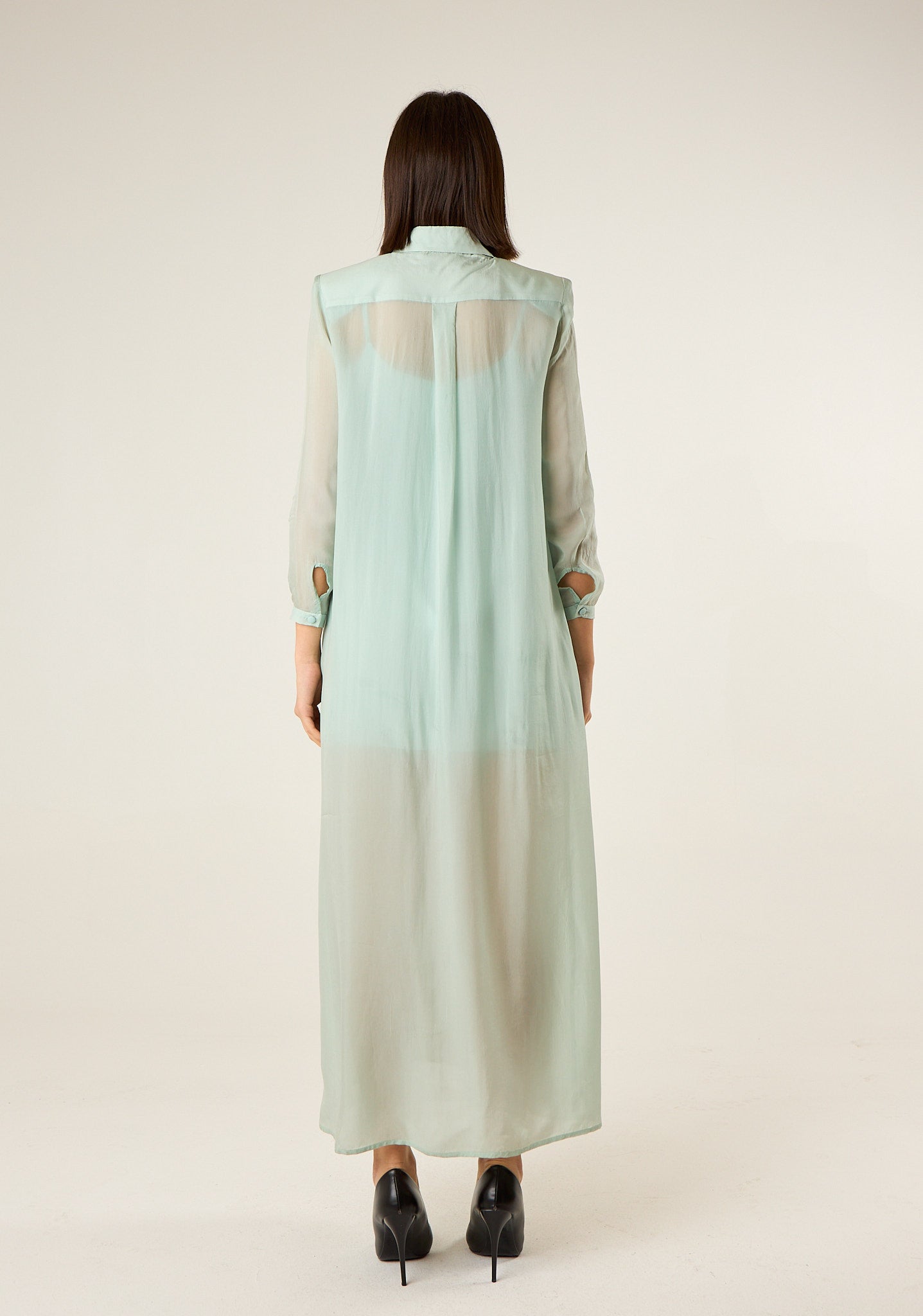 Abito lungo chemisier semitrasparente