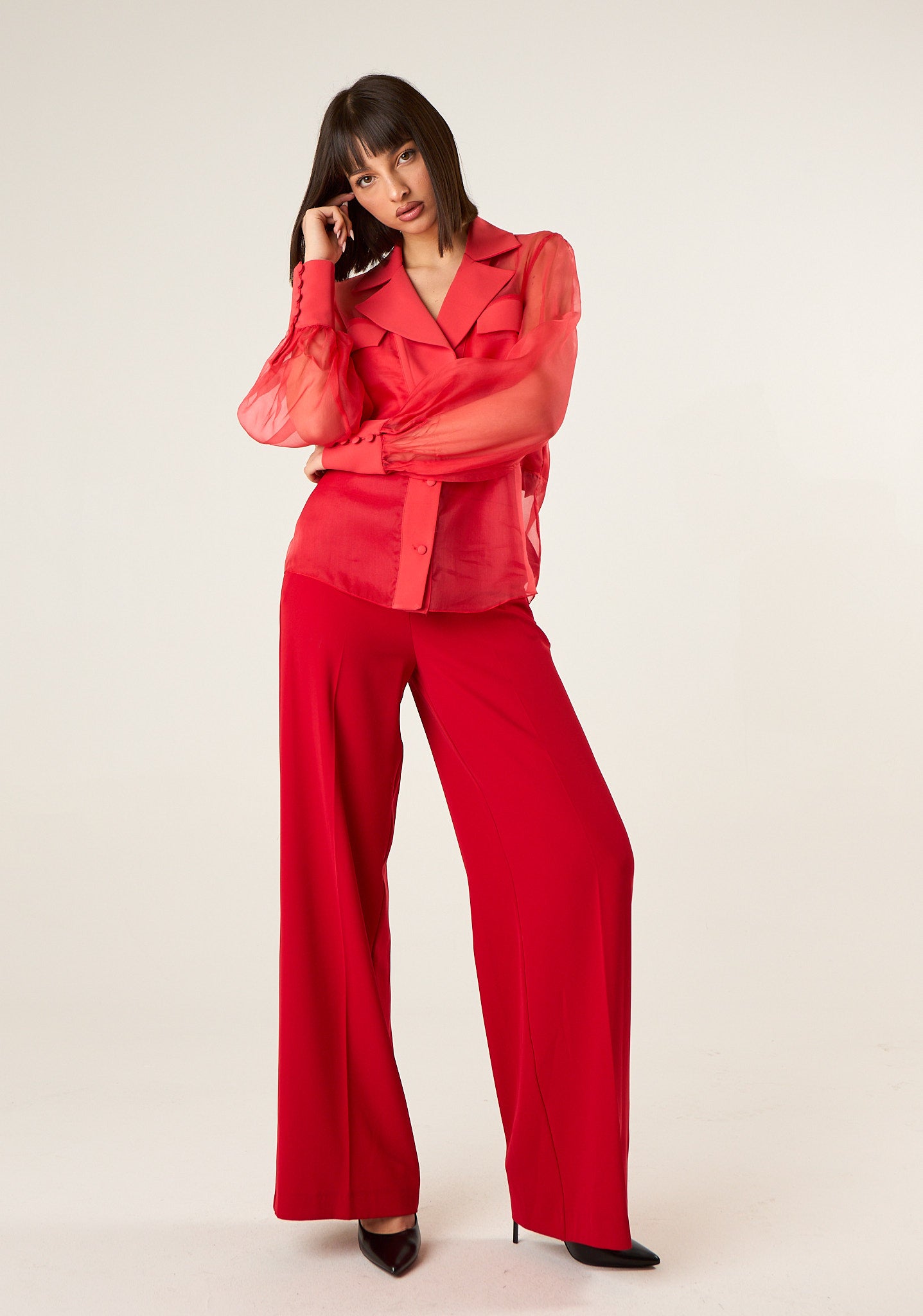 Camicia con maniche in organza