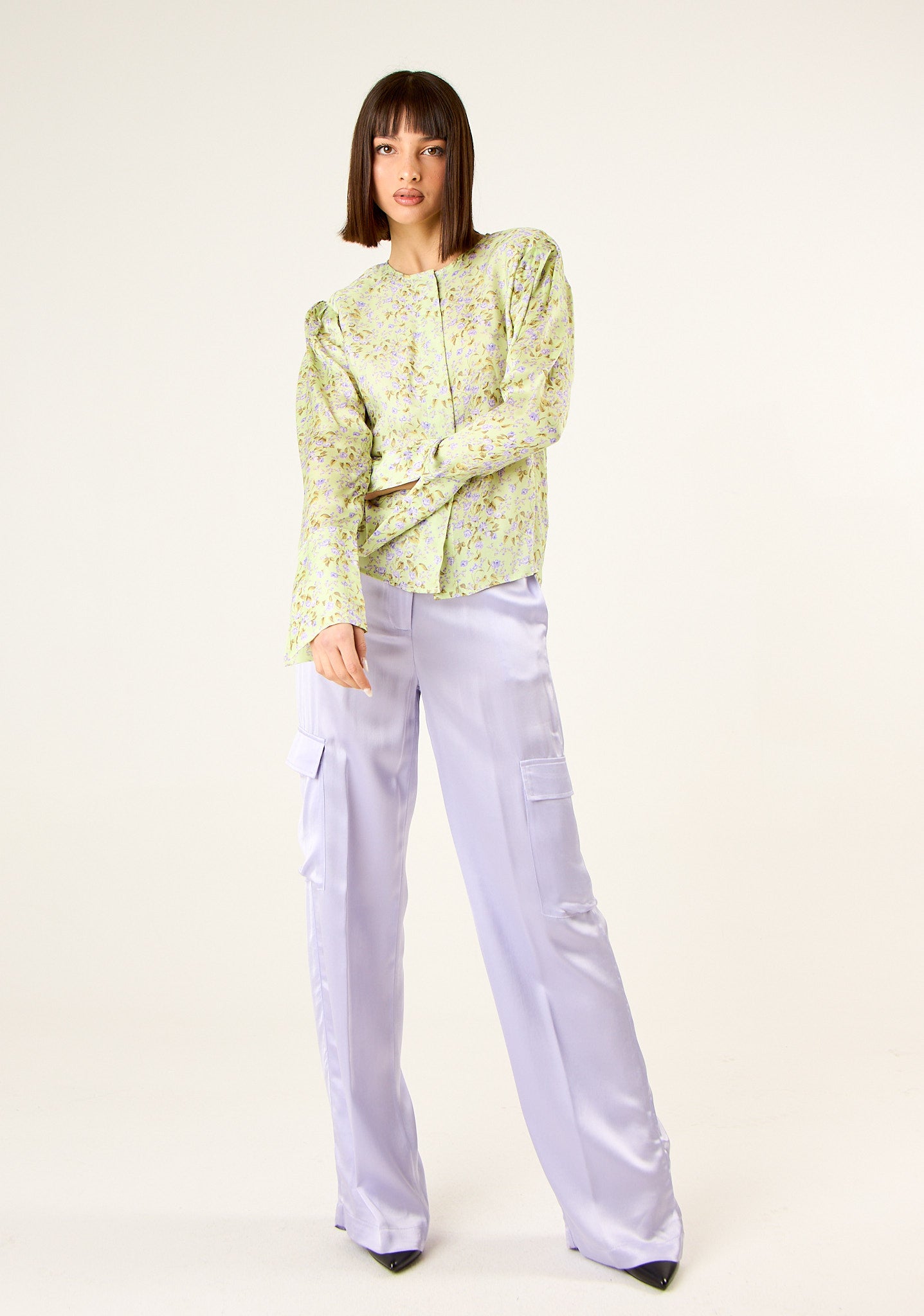 Camicia floreale senza collo