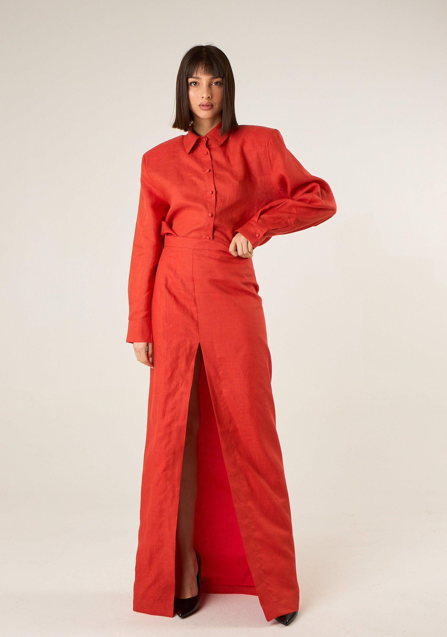 Camicia classica in tela di lino