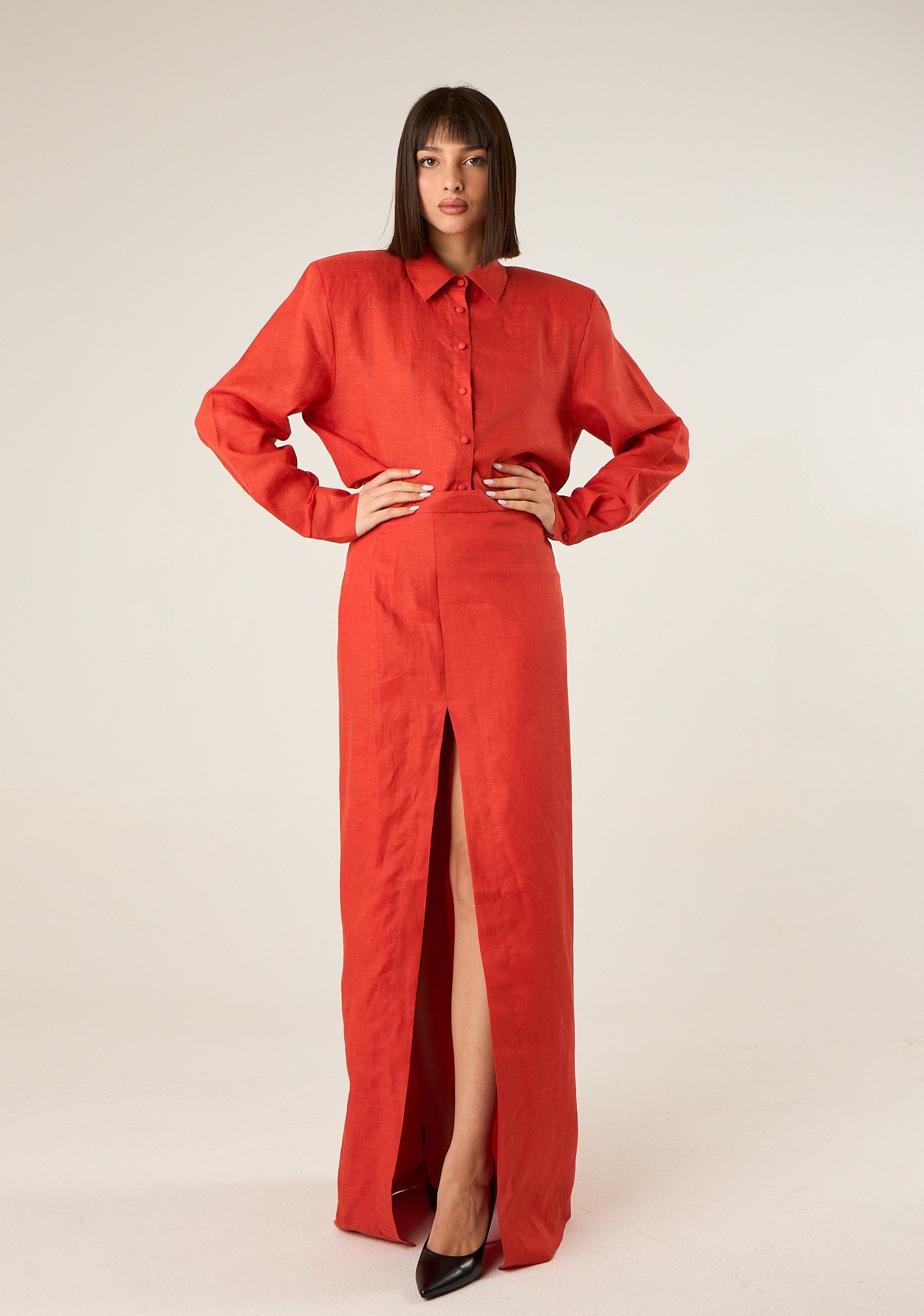 Camicia classica in tela di lino