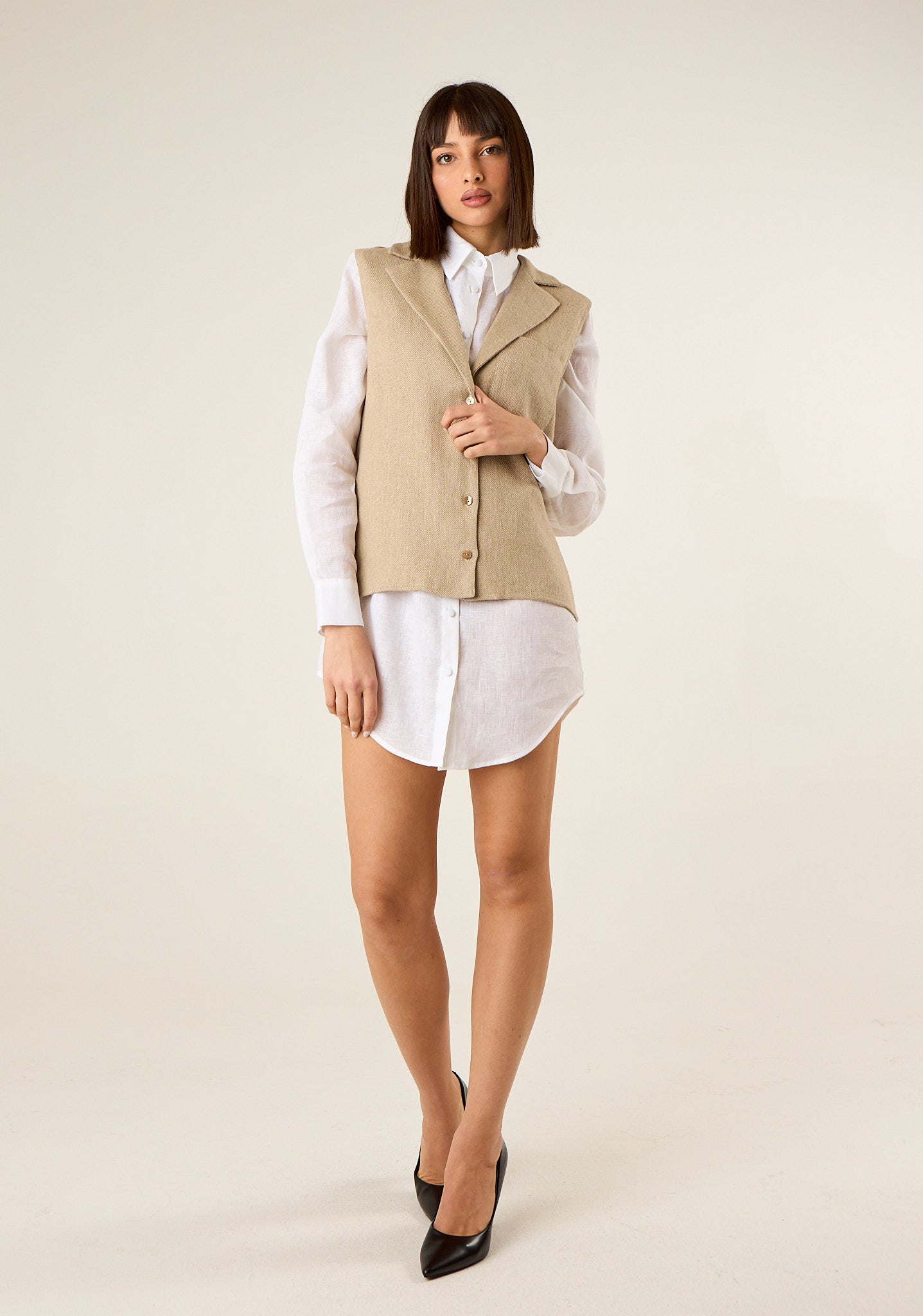 Gilet in tela di lino