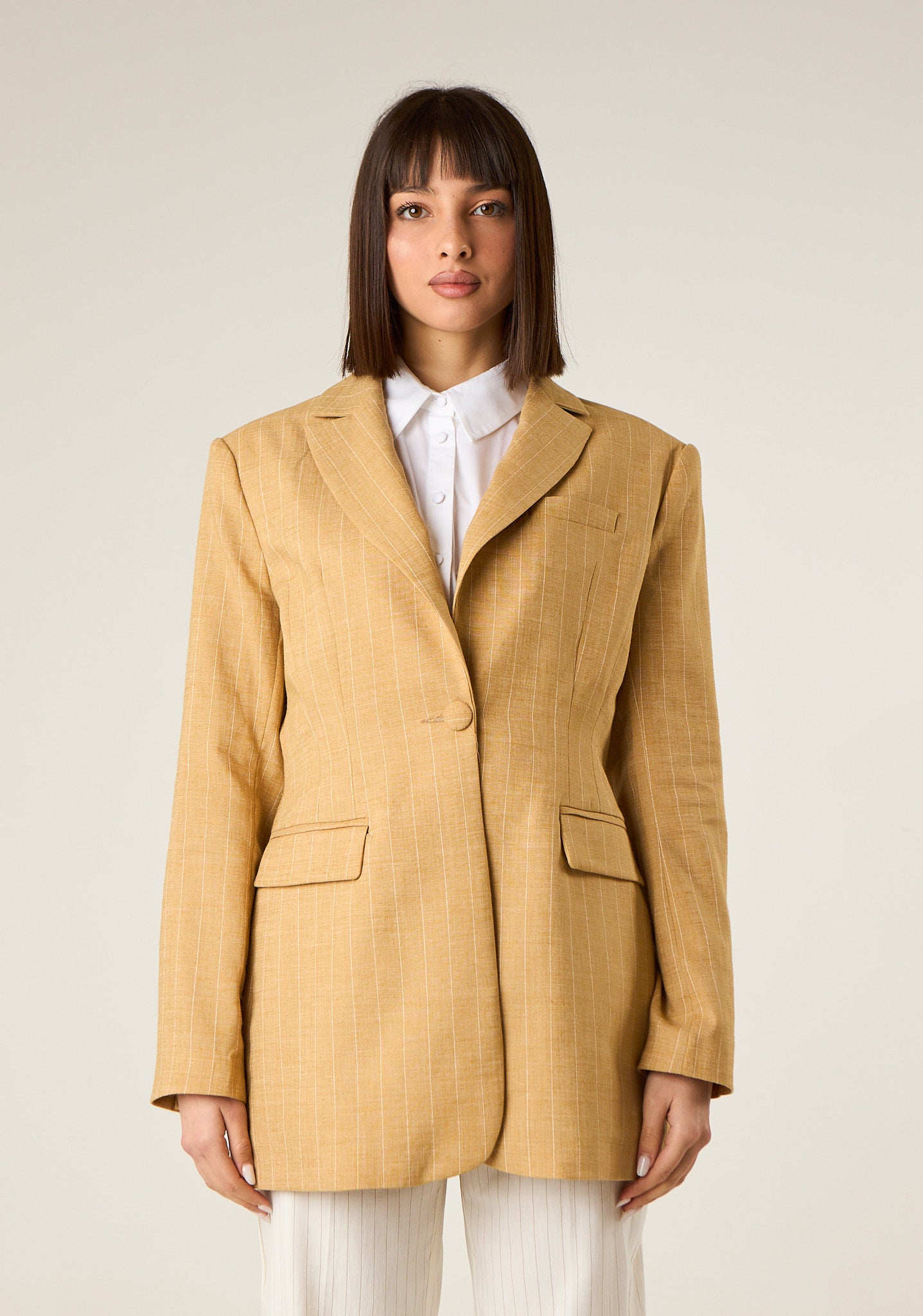 Giacca monopetto gessata