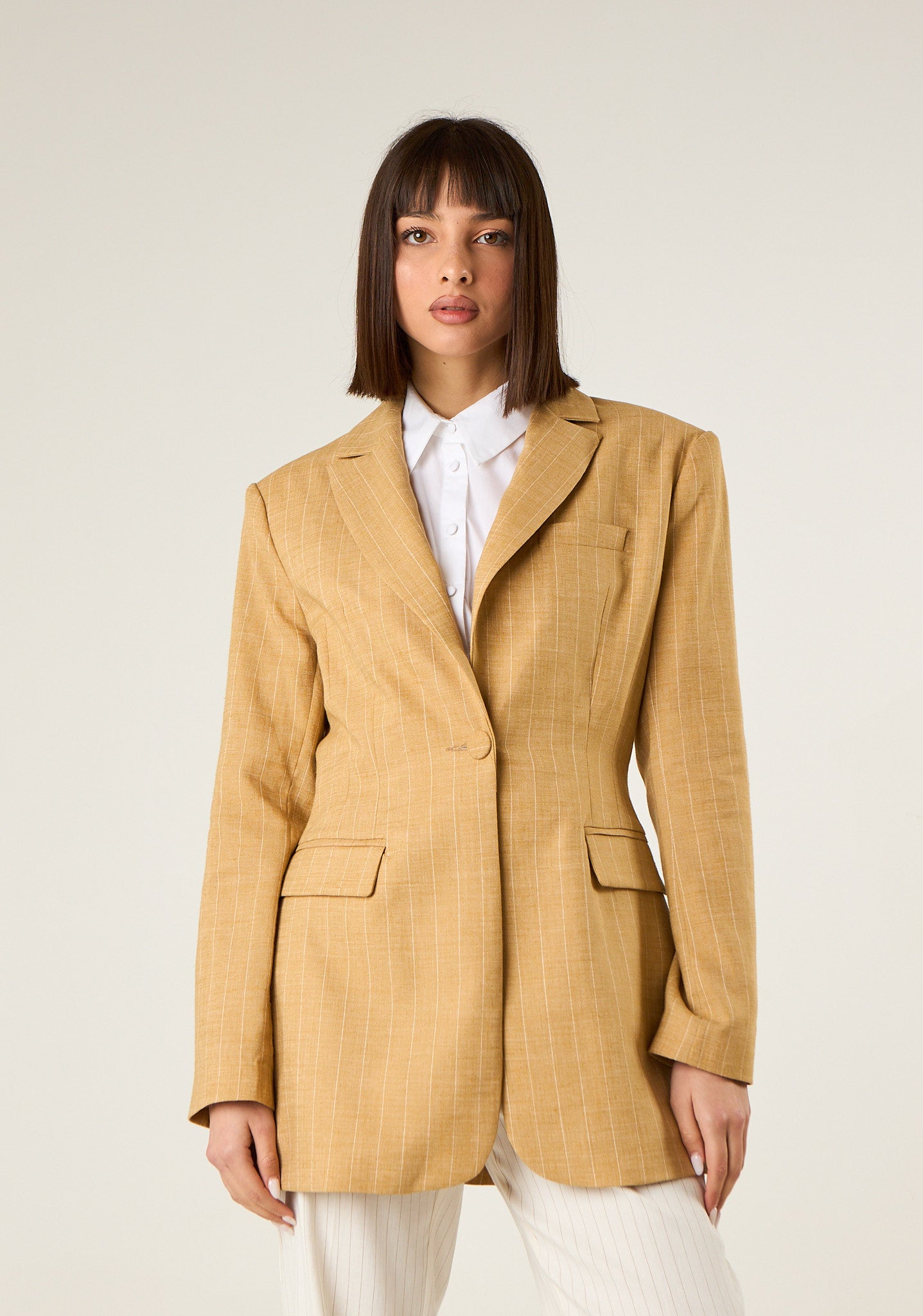 Giacca monopetto gessata