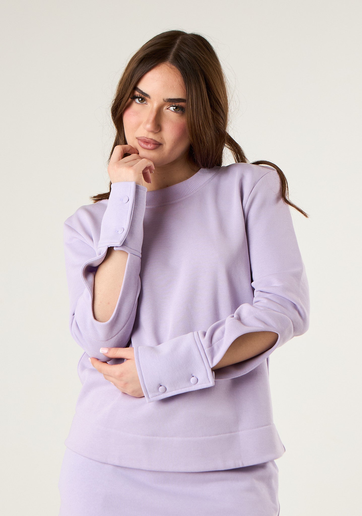 Felpa con polsini a camicia