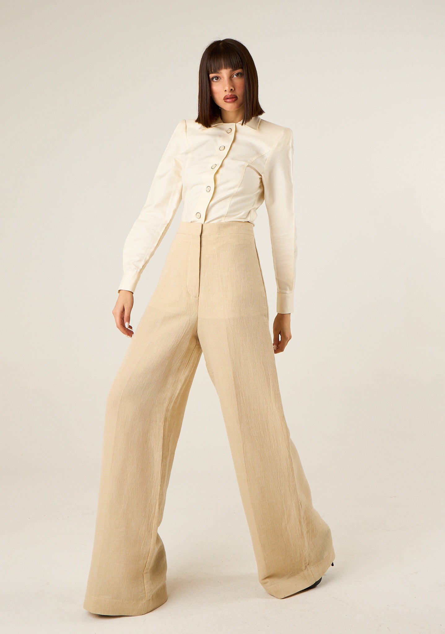 Pantalone palazzo in tessuto naturale