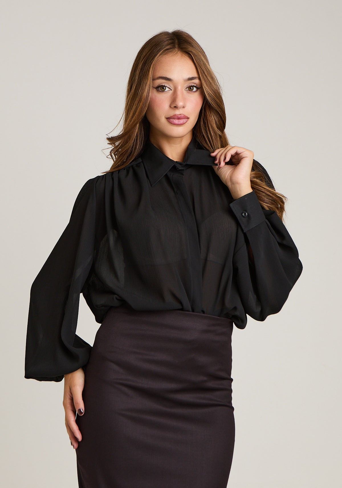 Camicia in georgette velata