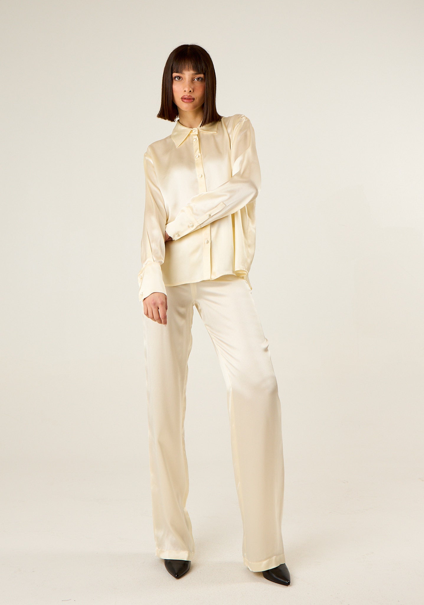 Pantalone dritto in raso