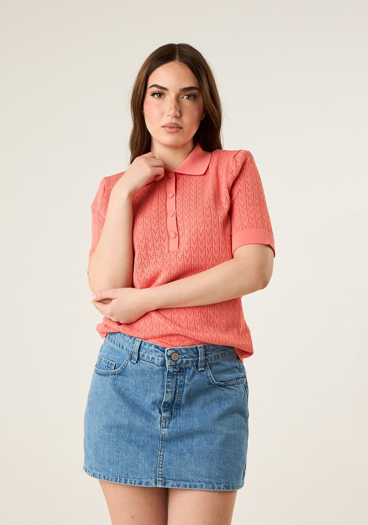 Polo in maglia traforata