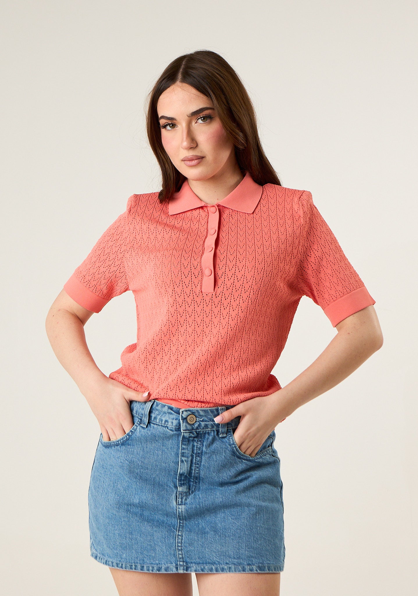 Polo in maglia traforata