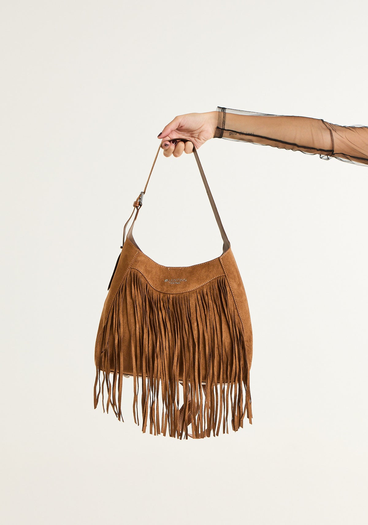 Borsa hobo con frange