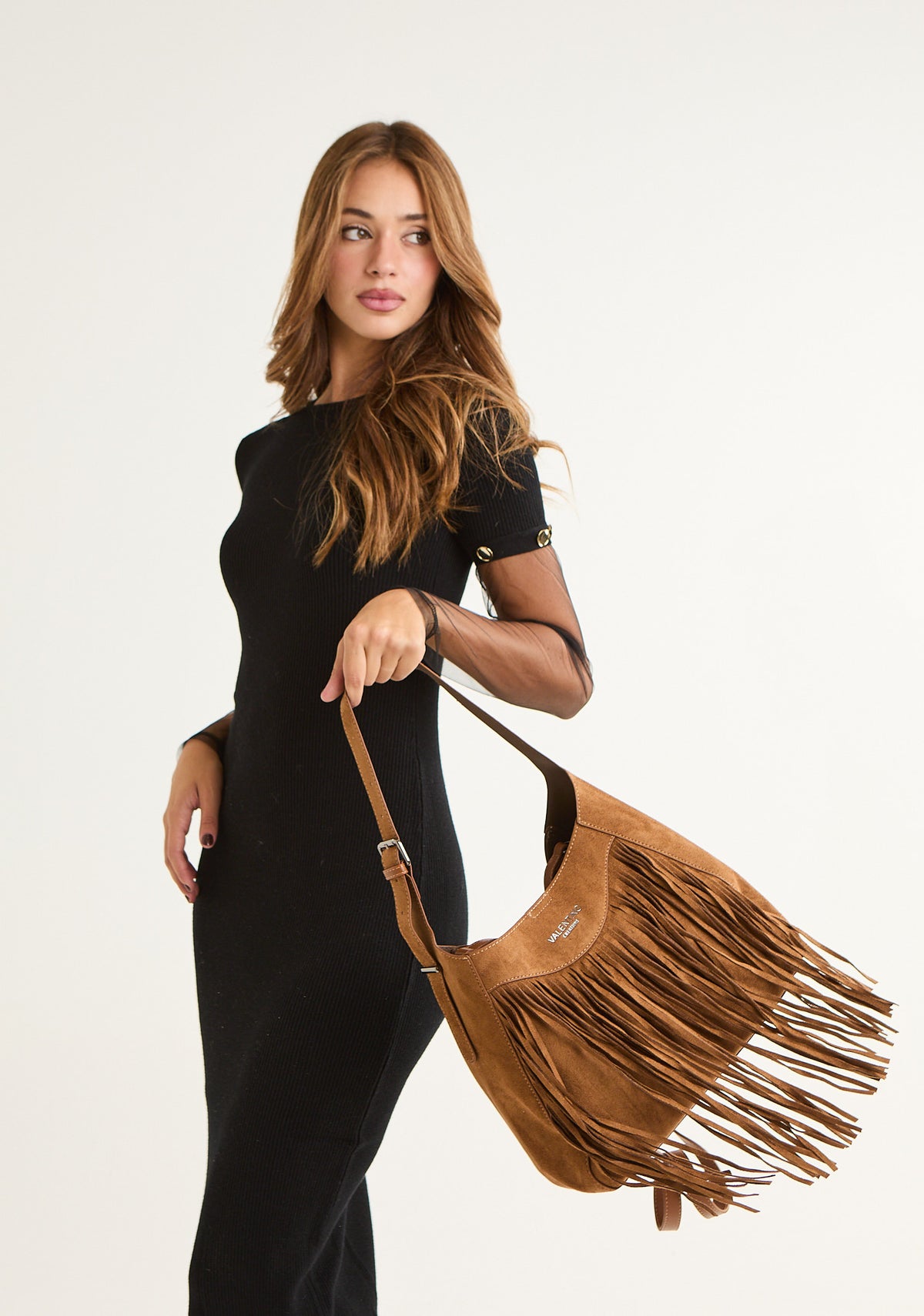 Borsa hobo con frange
