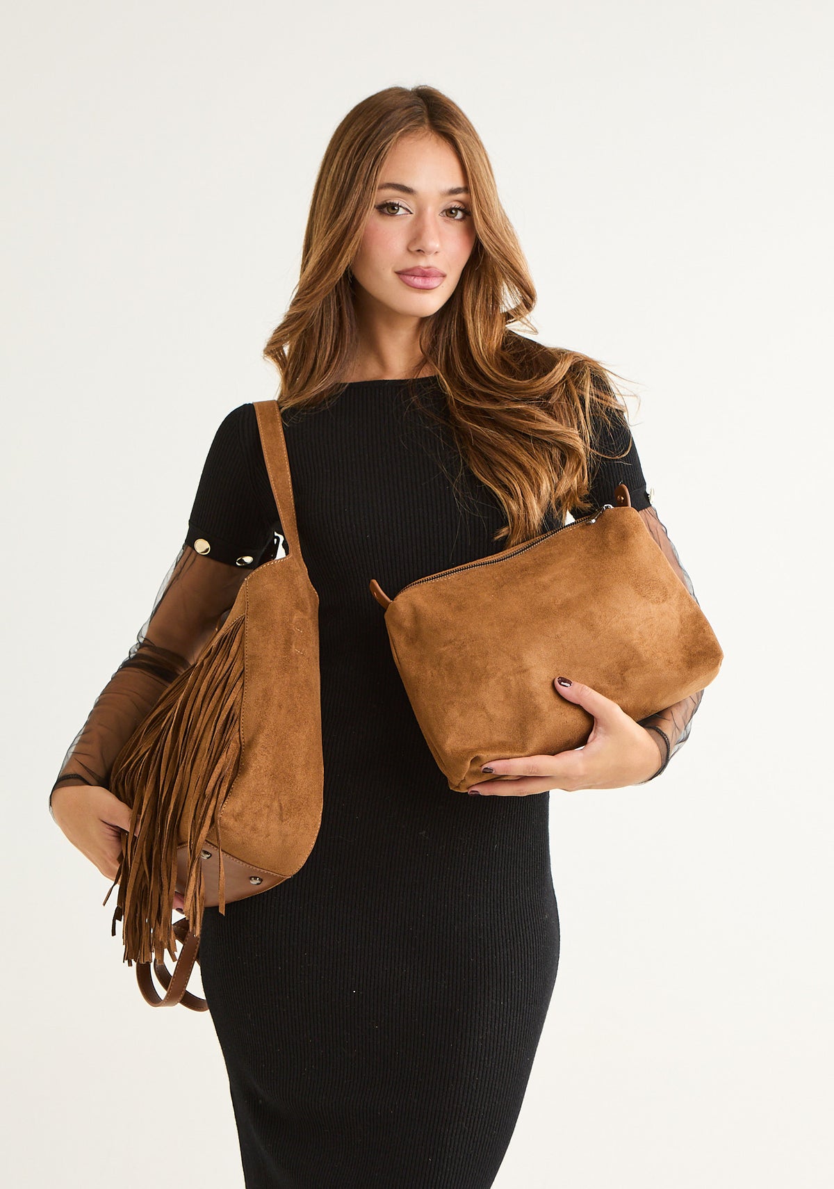 Borsa hobo con frange