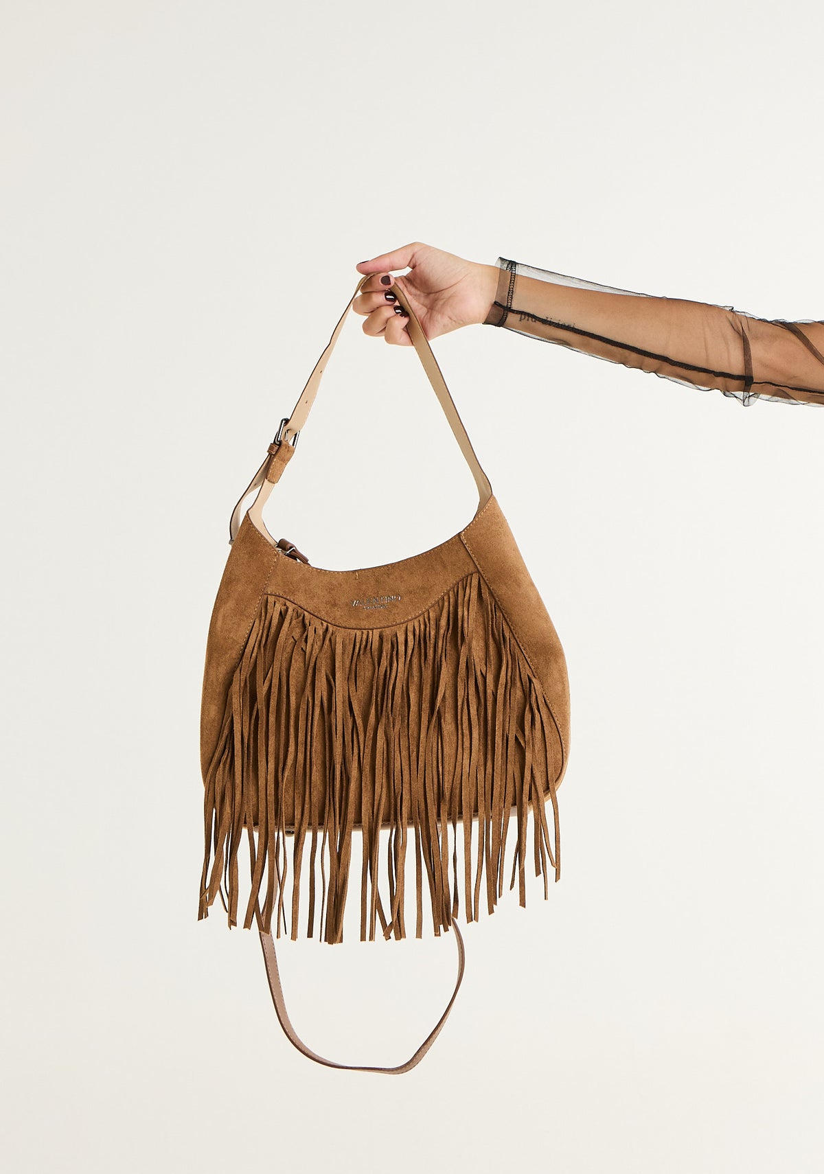 Borsa hobo con frange