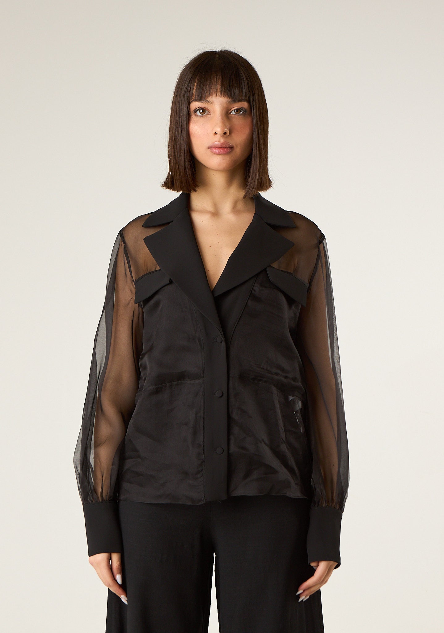 Camicia con maniche in organza