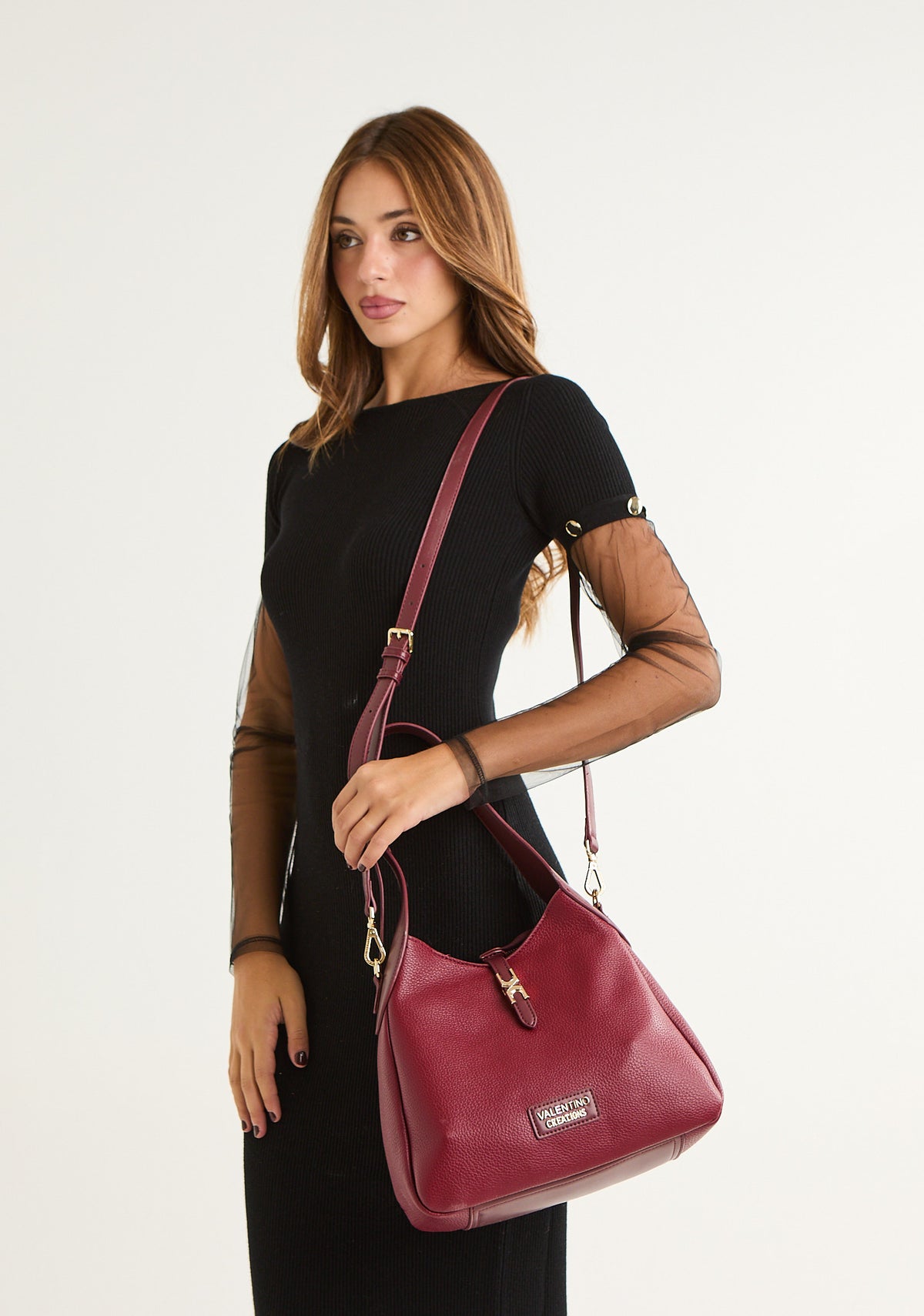 Borsa hobo con dettaglio gancio