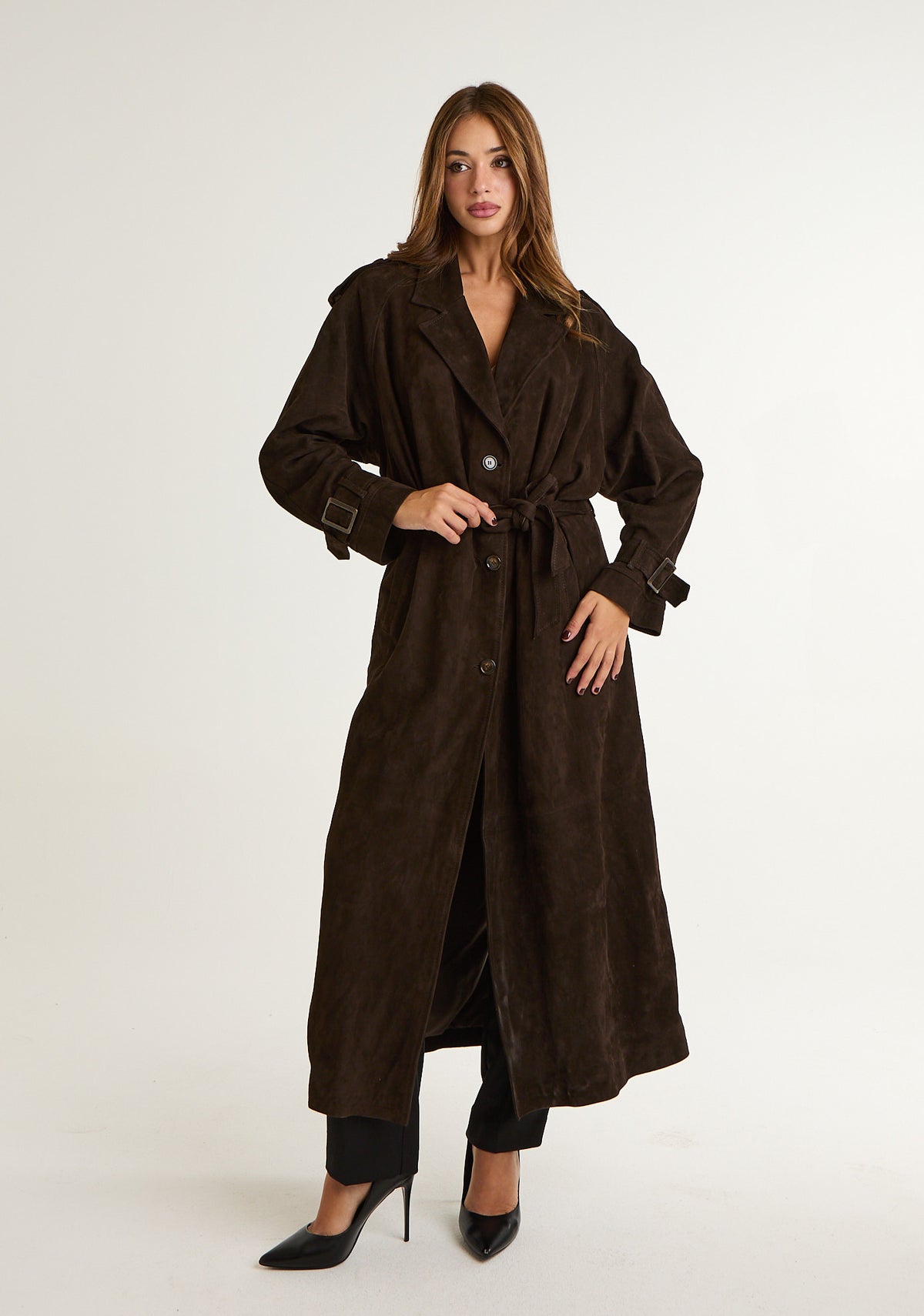 Trench lungo in suede