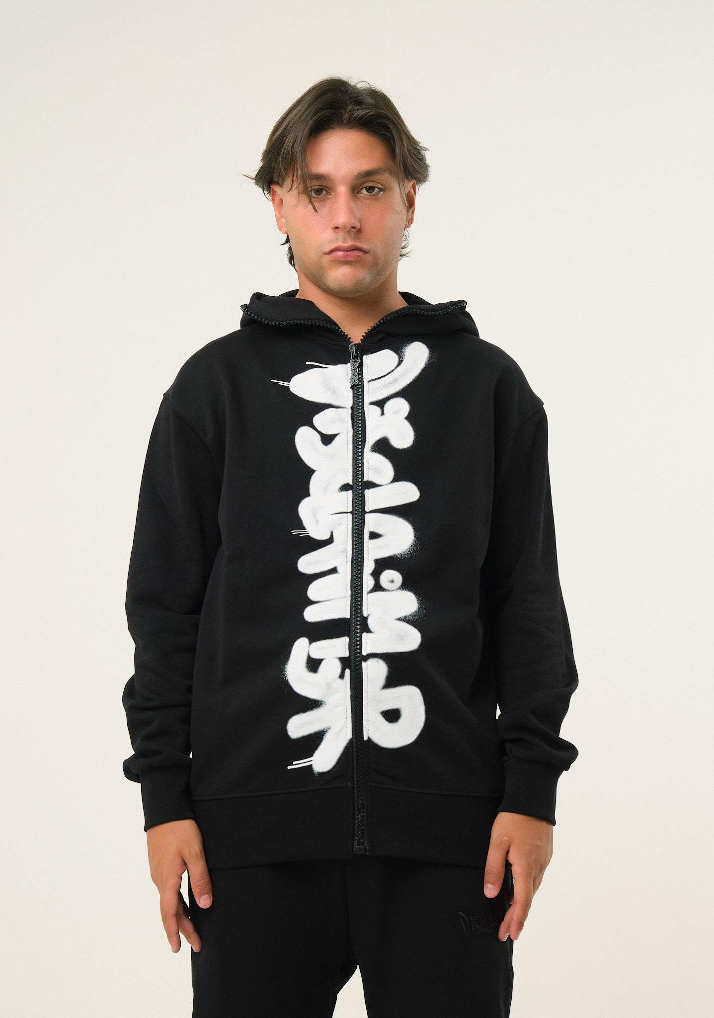 Felpa fullzip con stampa verticale