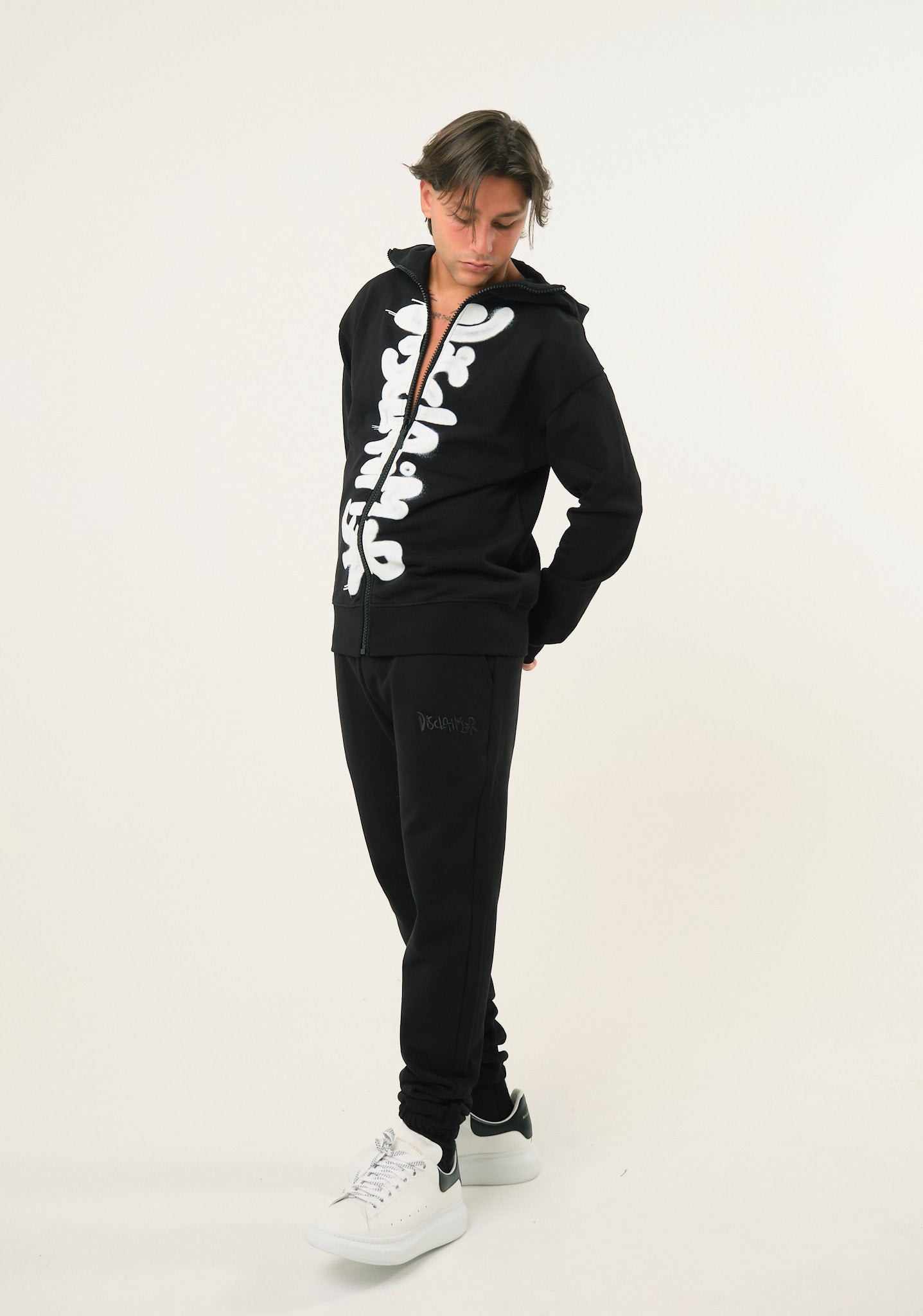 Felpa fullzip con stampa verticale