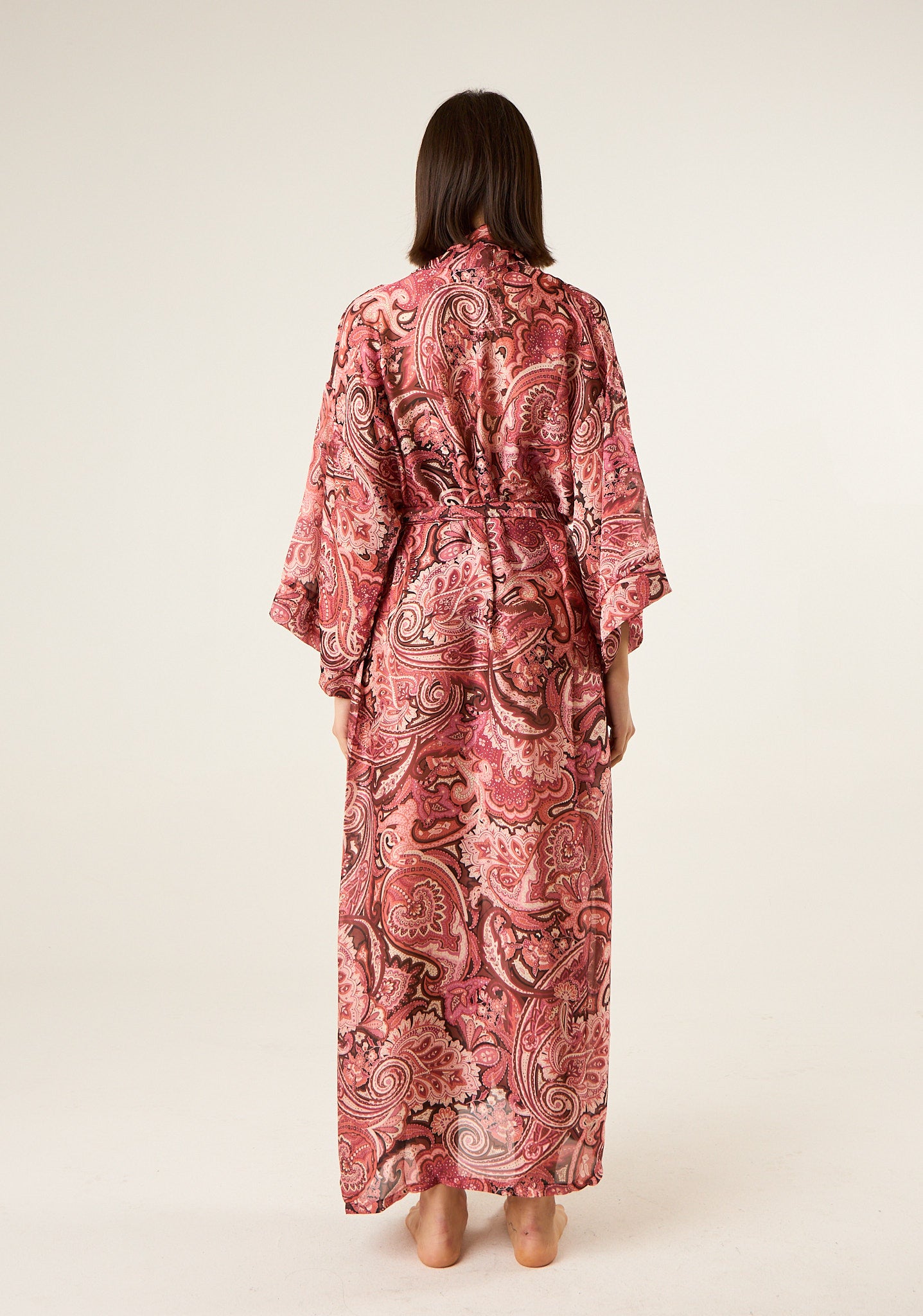 Kimono lungo in tessuto scivolato