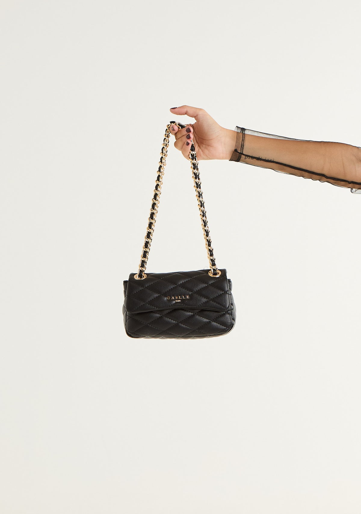 Borsa mini metalasse' con tracolla in catena