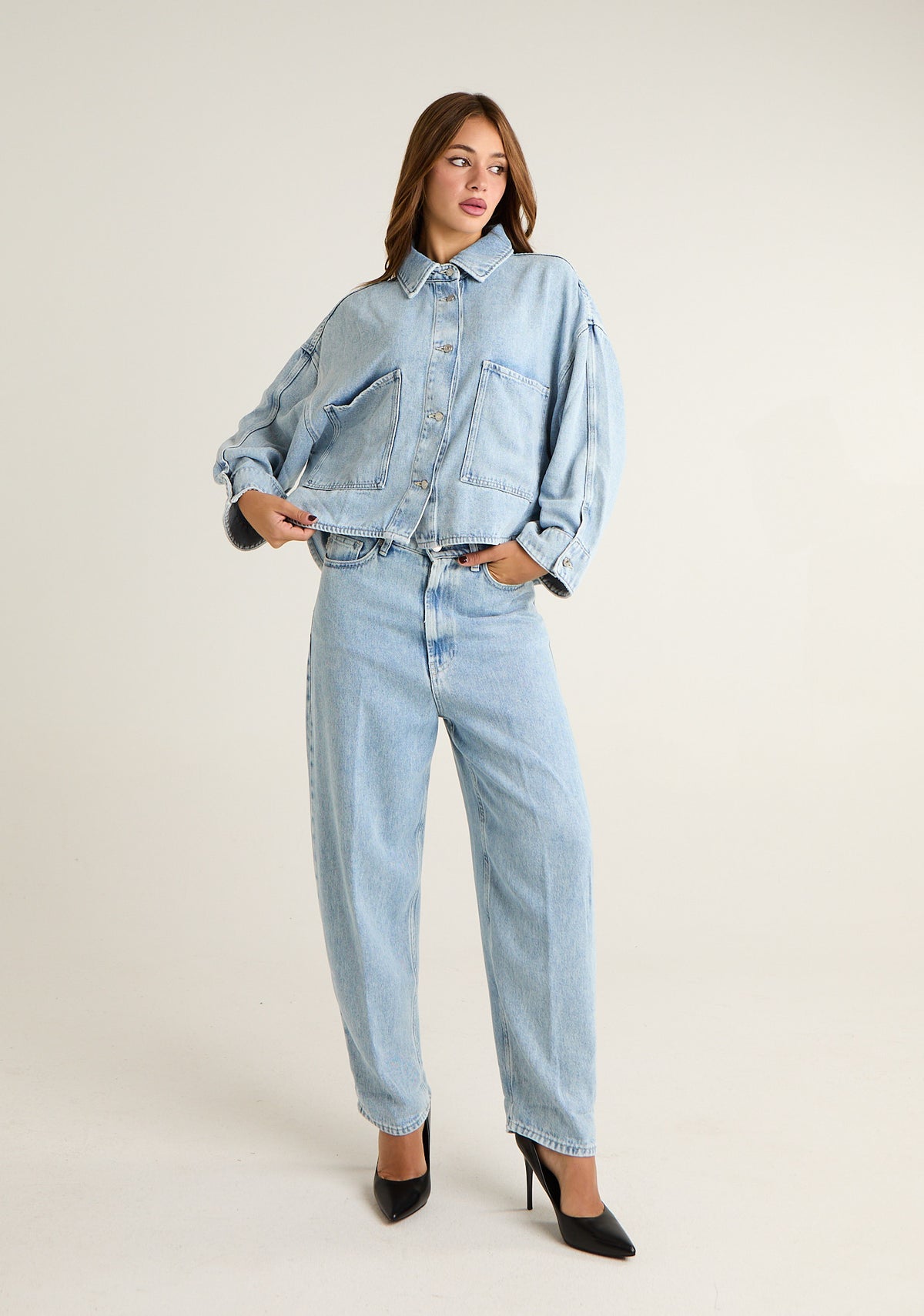 Giacca in jeans a taglio quadrato