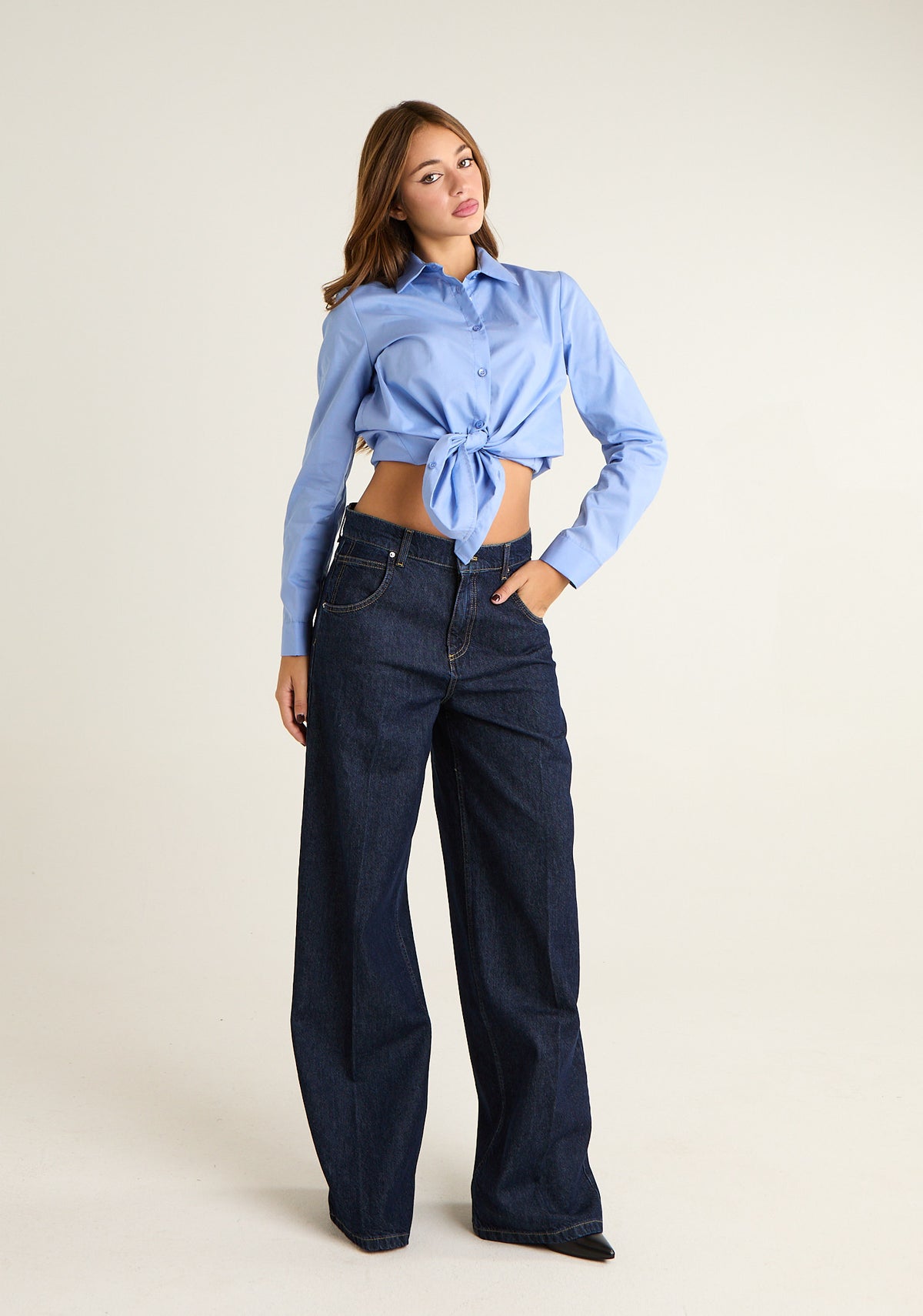 Jeans palazzo a lavaggio scuro