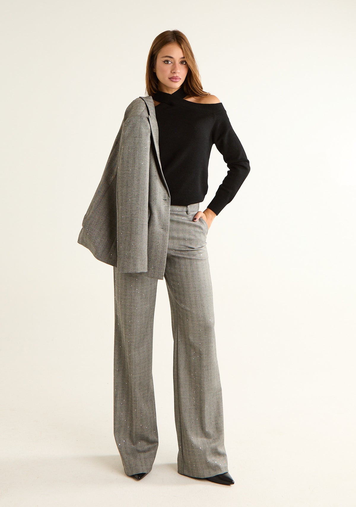 Pantalone in tessuto spigato