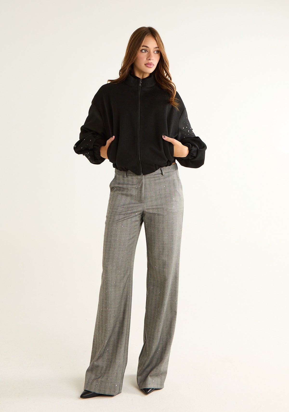 Pantalone in tessuto spigato