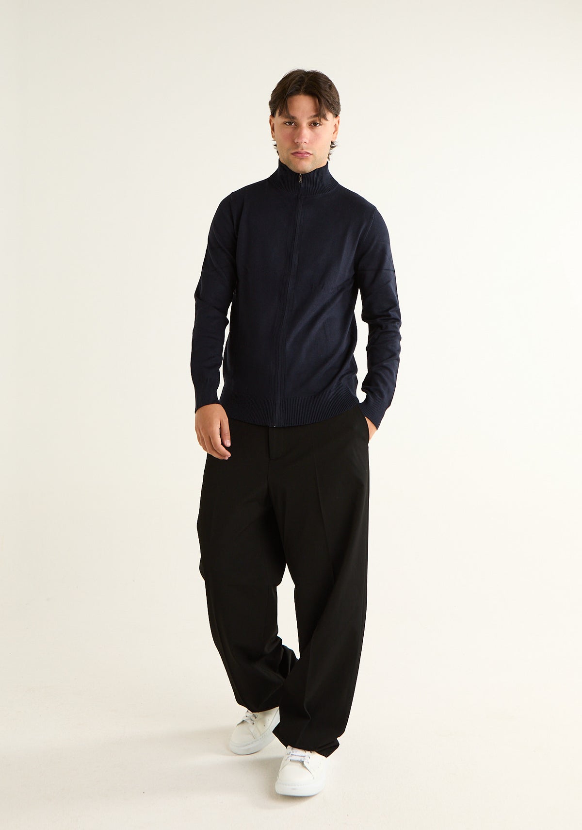 Maglia lupetto bicolore con zip