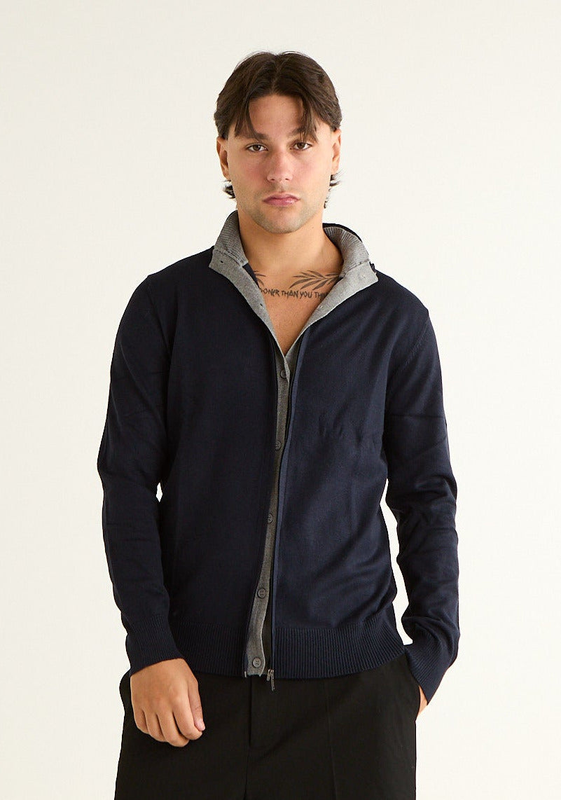 Maglia lupetto bicolore con zip