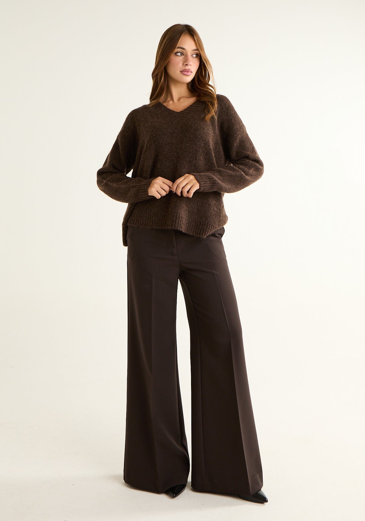 Pantalone palazzo in tessuto fluido