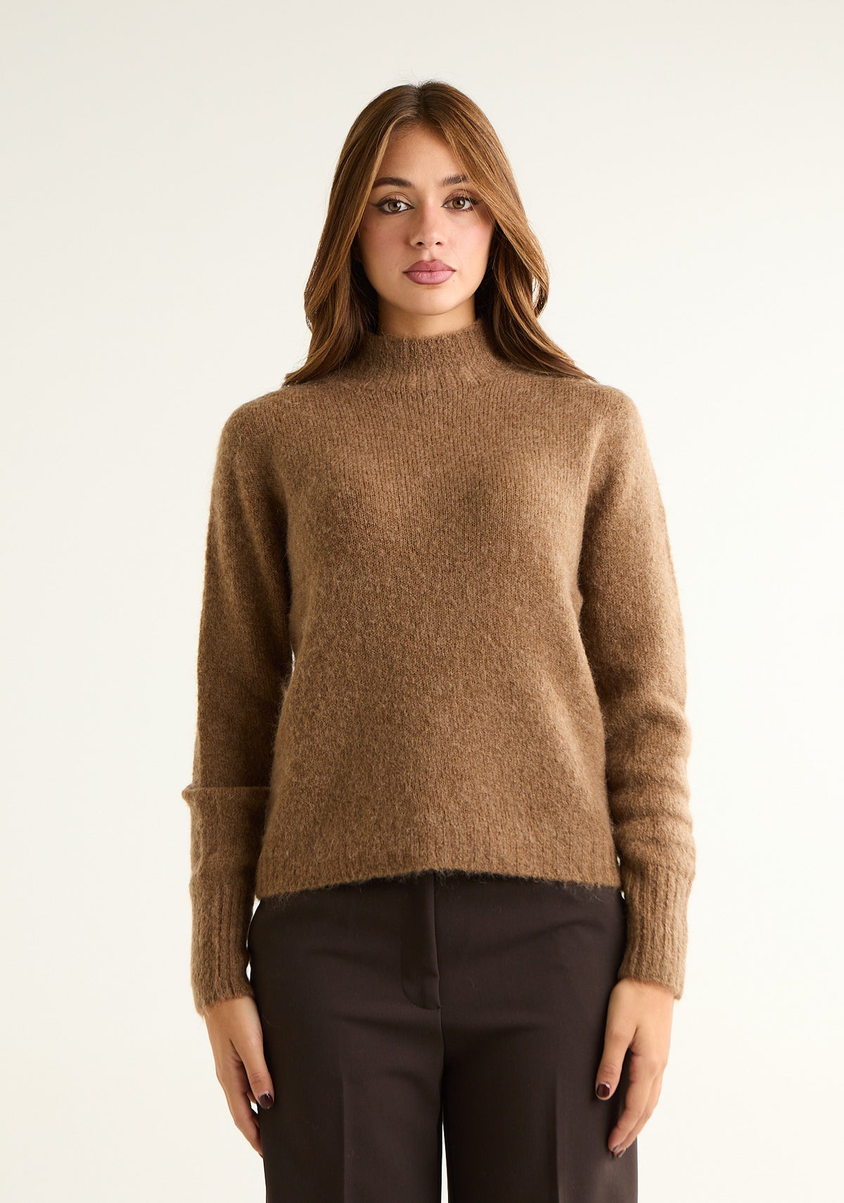 Maglia mezzo collo in misto mohair