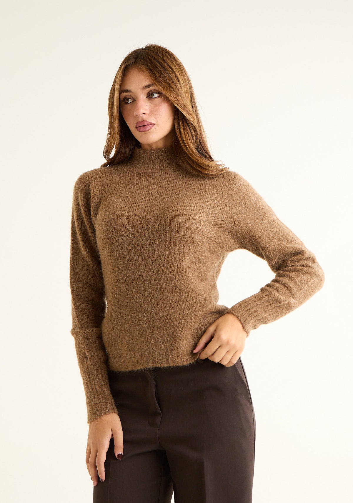 Maglia mezzo collo in misto mohair