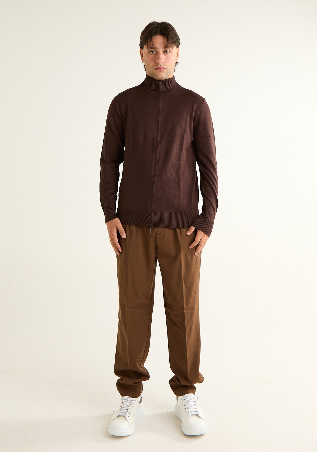Maglia lupetto bicolore con zip