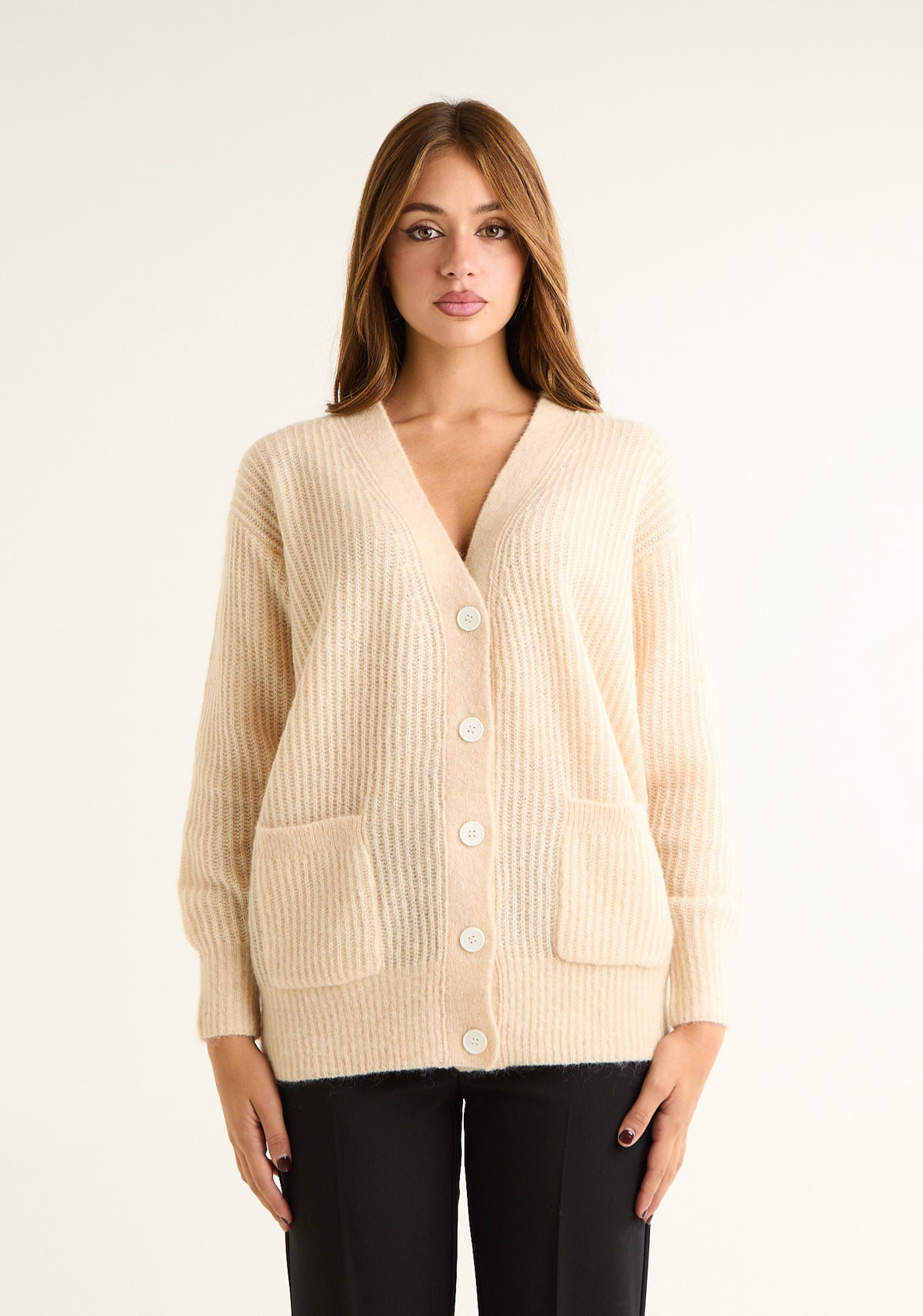 Cardigan comfy in misto lana