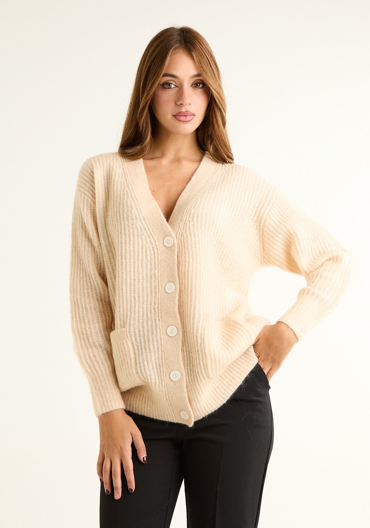 Cardigan comfy in misto lana