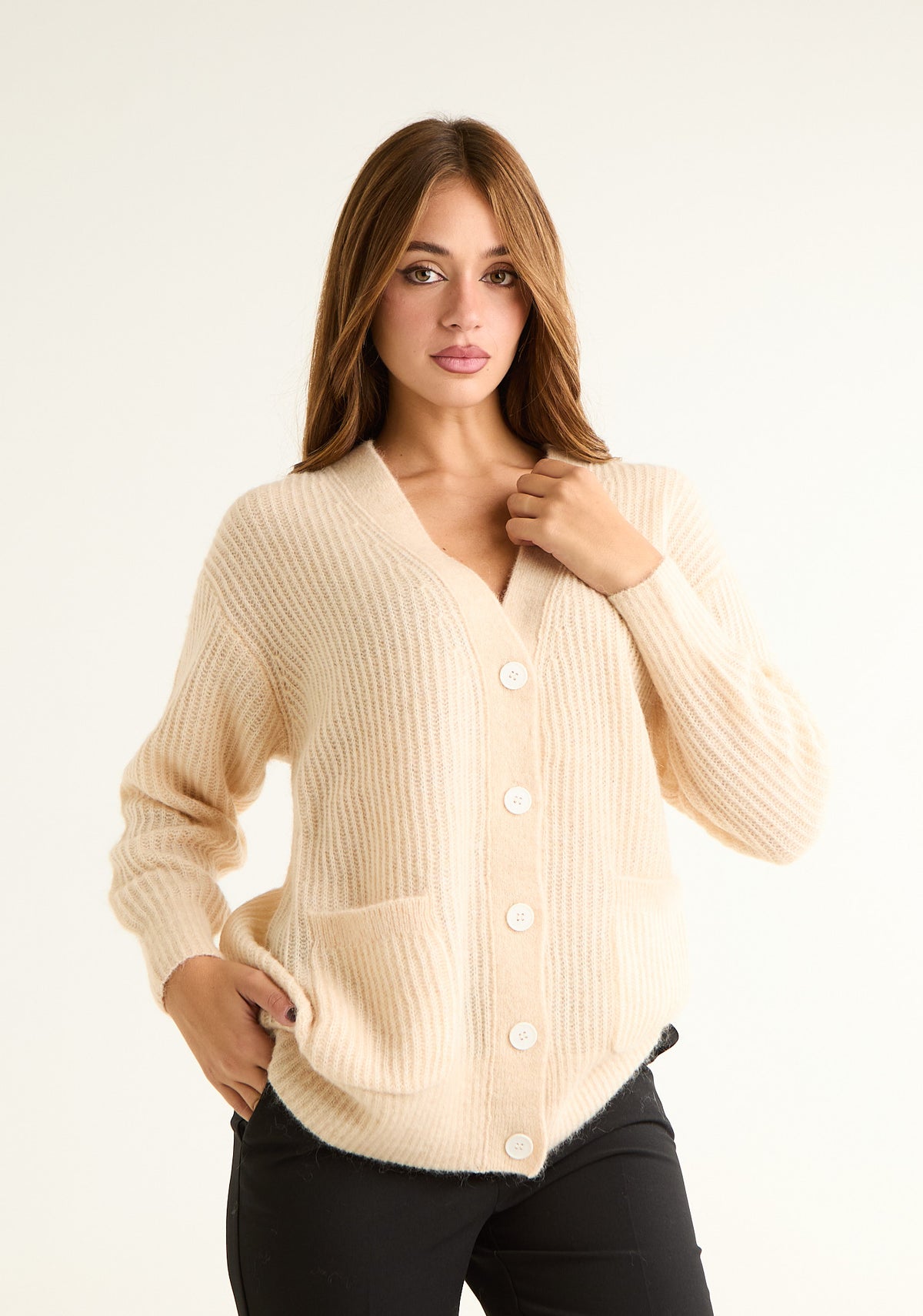 Cardigan comfy in misto lana
