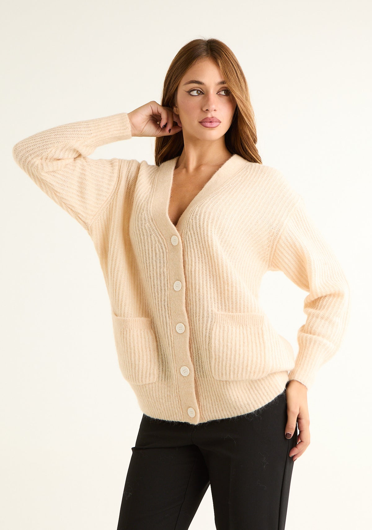 Cardigan comfy in misto lana