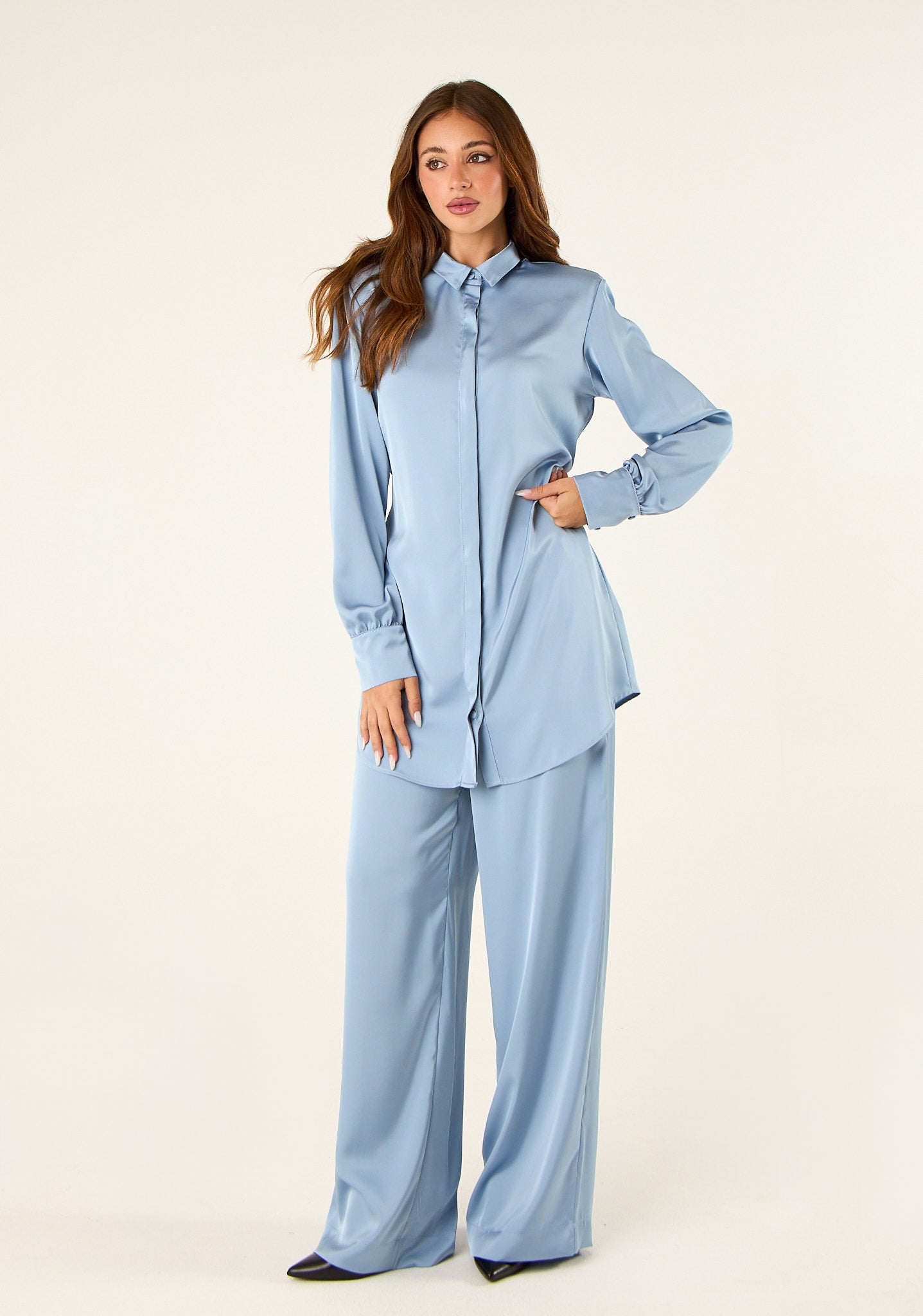 Camicia lunga con cintura coordinata
