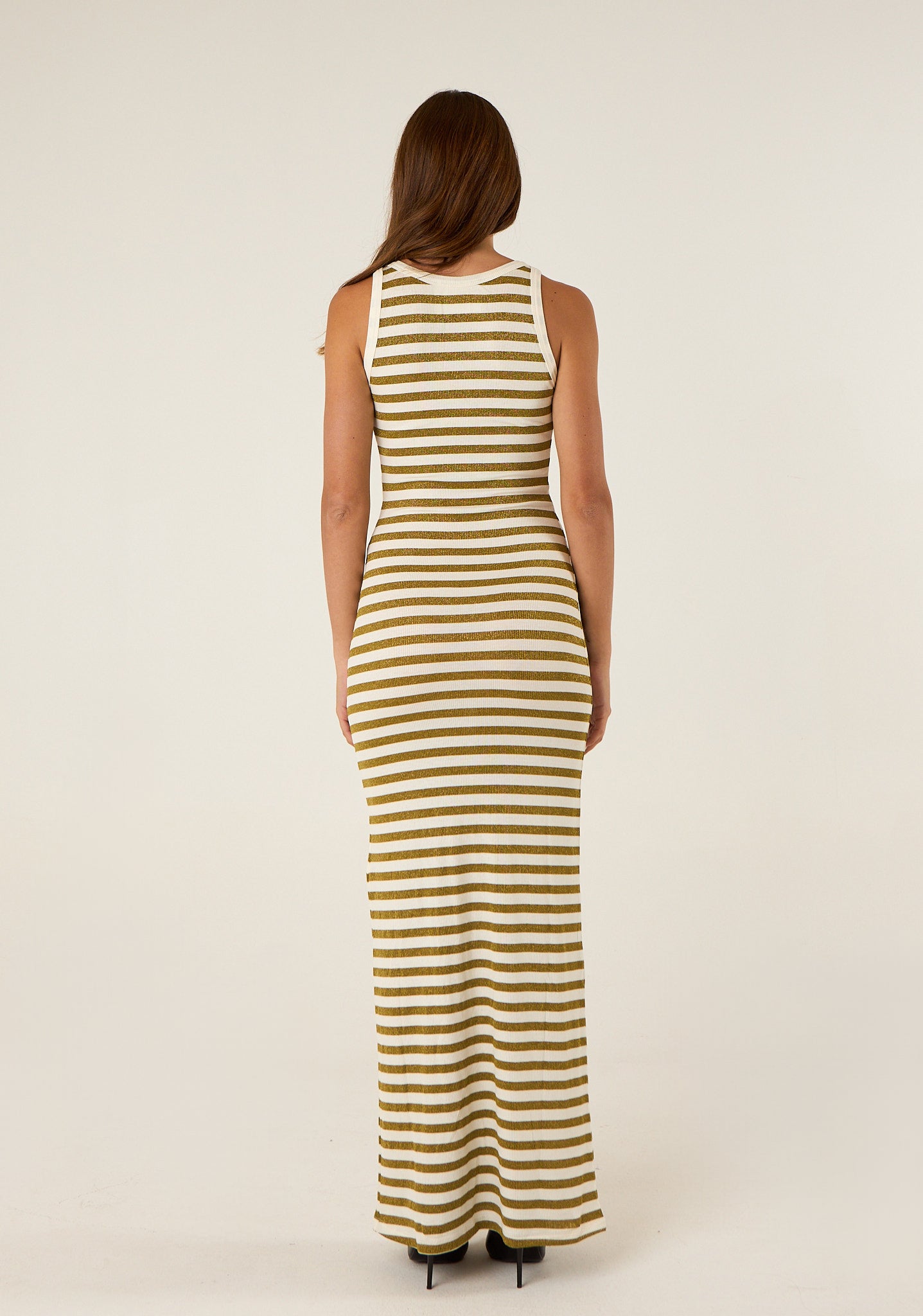 Abito maxi canottta a righe lurex