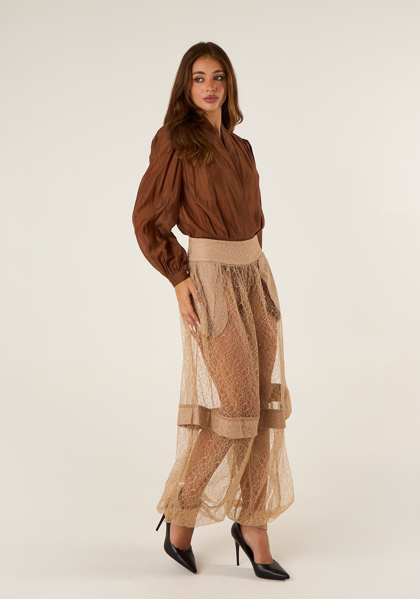 Pantalone harem trasparente