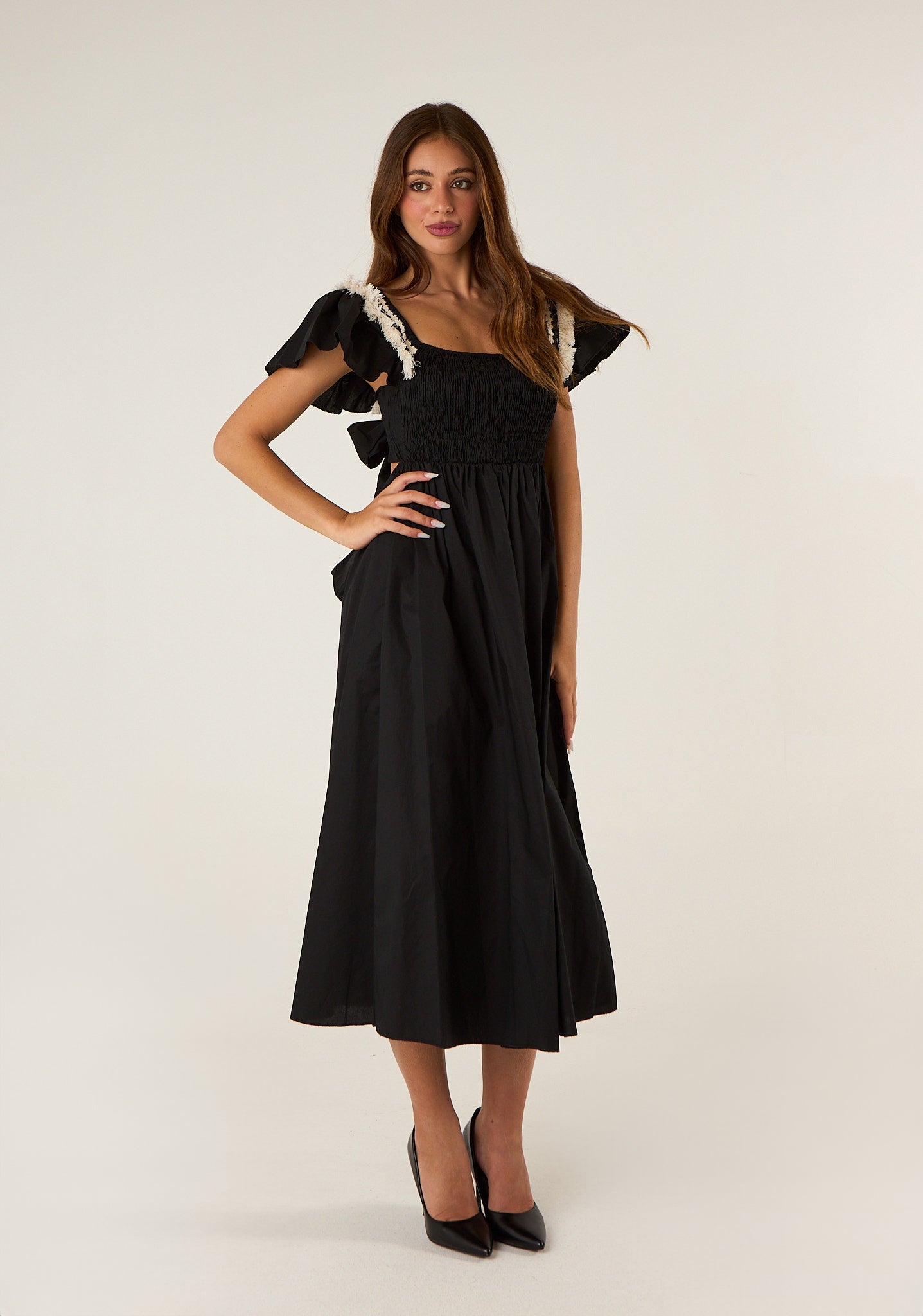 Abito lungo con punto smock