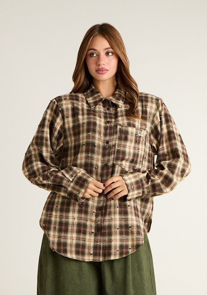 Camicia tartan con ricamo