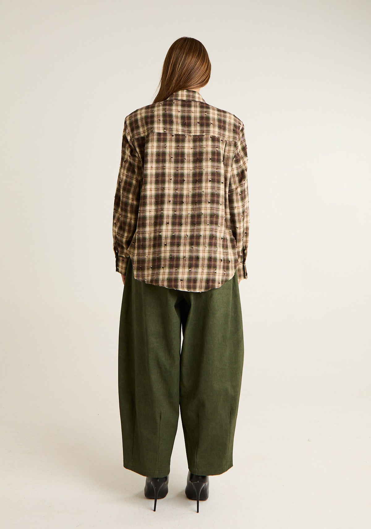 Camicia tartan con ricamo
