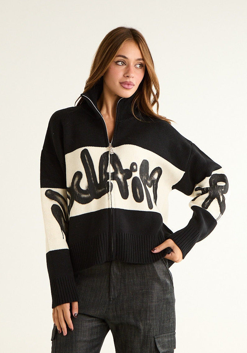 Maglia fullzip in tricot