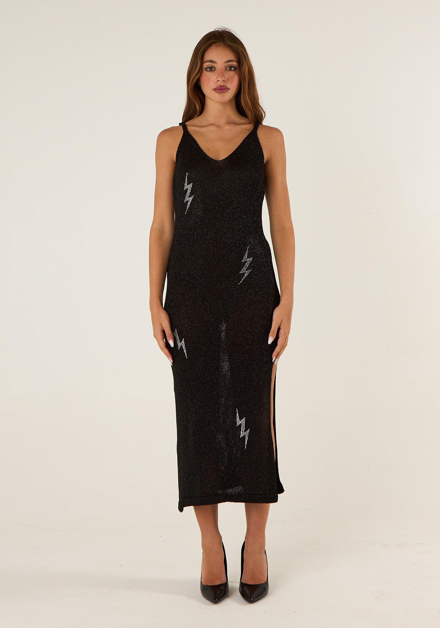 Abito lungo in maglia lurex